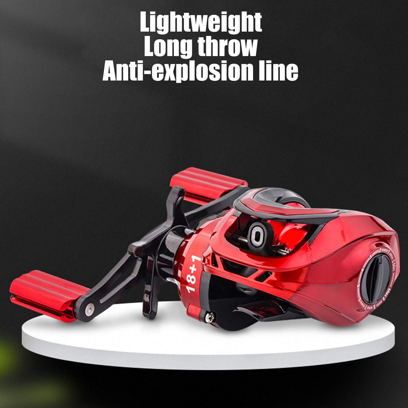 Sungooyue Baitcasting Reel, 18+1 Bearing 6 Gear Centrifugal Magnetic Dual Brake 7.2:1 Gear Ratio Casting Baitcasting Fishing Reel (Left Hand)
