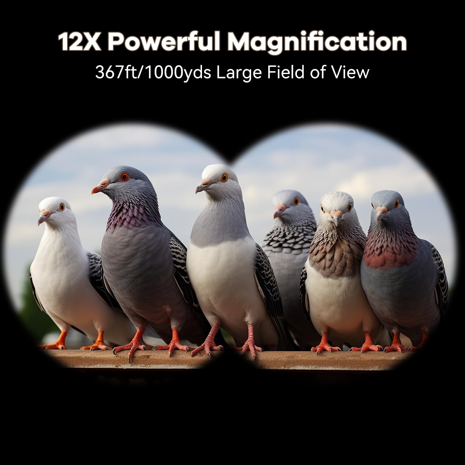 Koddon High Powered Binoculars For Adults - 12X42, Ideal For Bird Watching, Easy Focus With Low Light Vision For Outdoor Travel And Sports
