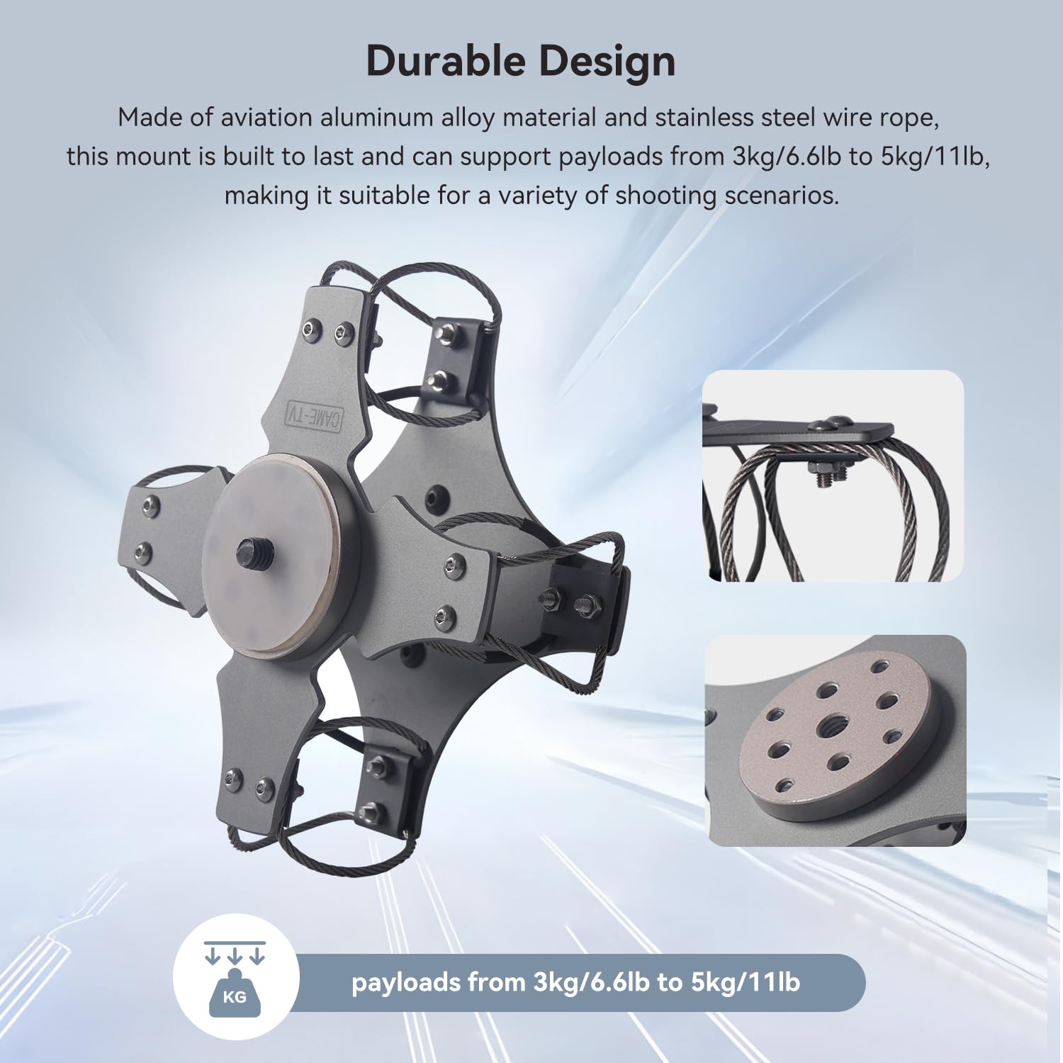 Cametv Came-Tv Vibration Isolator Wire Mount Shock-Absorbing For Dji Rs 4 / Rs 4 Pro/Rs 3 / Rs 3 Pro/Rs 3 Mini / Rs2 / Rsc 2 Handheld Gimbal Stabilizer Payload Up To 5Kg/11Lb