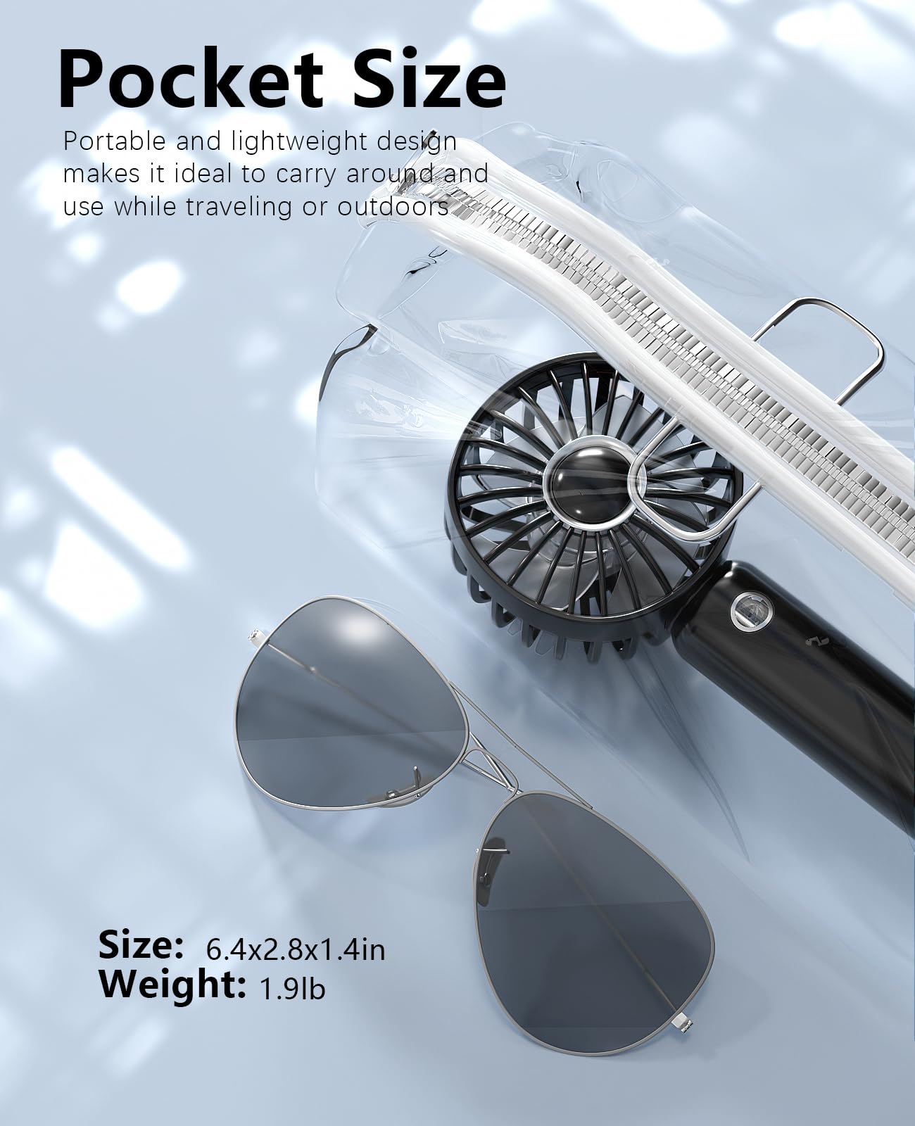 Mini Handheld Portable Fan, Small Personal Battery Operated Fan Lash Usb Rechargeable 3 Speed