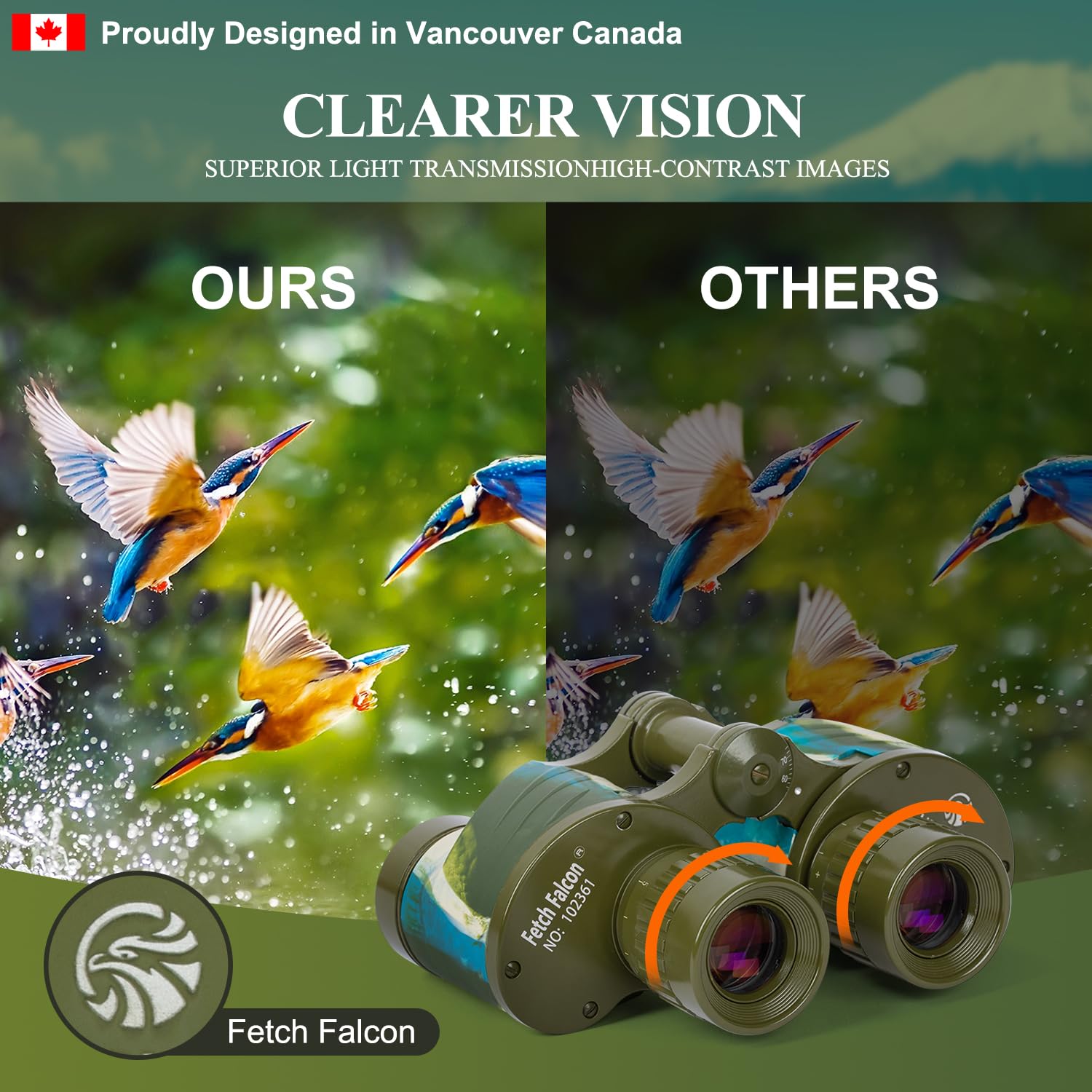 Fetchfalcon Fetch Falcon Full Metal Body Fmc Bak4 Hd 8X24 Binoculars(Third Generation High-Powered, Water-Resistance, And Portable) Ideal For Camping, Hunting, Tourism, And Mountain Climbing (Navy Blue)