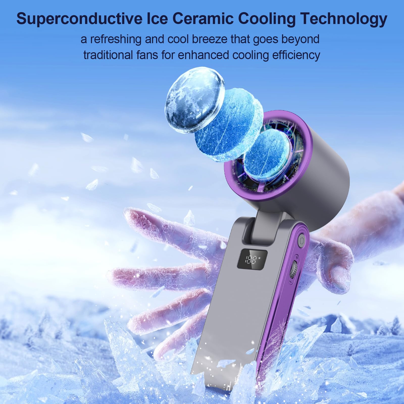 Portable Handheld Fan, (1-100) Speed Adjustable 3000Mah Rechargeable Personal Air Turbo Fan