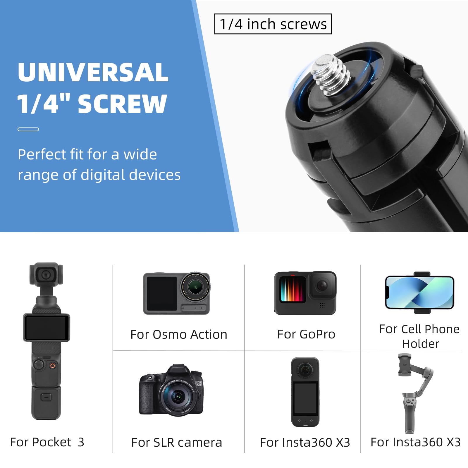 Heiyrc Mini Vlog Tripod For Dji Pocket 3 Om Osmo Mobile 7P 6, For Gopro 13 Max Hero, For Insta360 X5 X3 X4, For Dji Action 5 Pro Smooth Hohem Feiyu Dslr Camera Desktop Tabletop Stand Grip Accessories