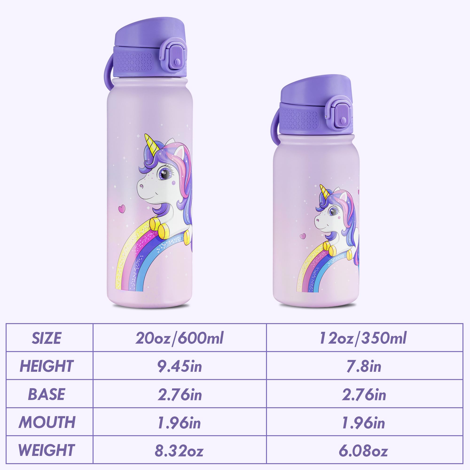 Oldley 12Oz Kids Water Bottle, Stainless Steel Insulated Water Bottle For Kids, With Straws Leak
