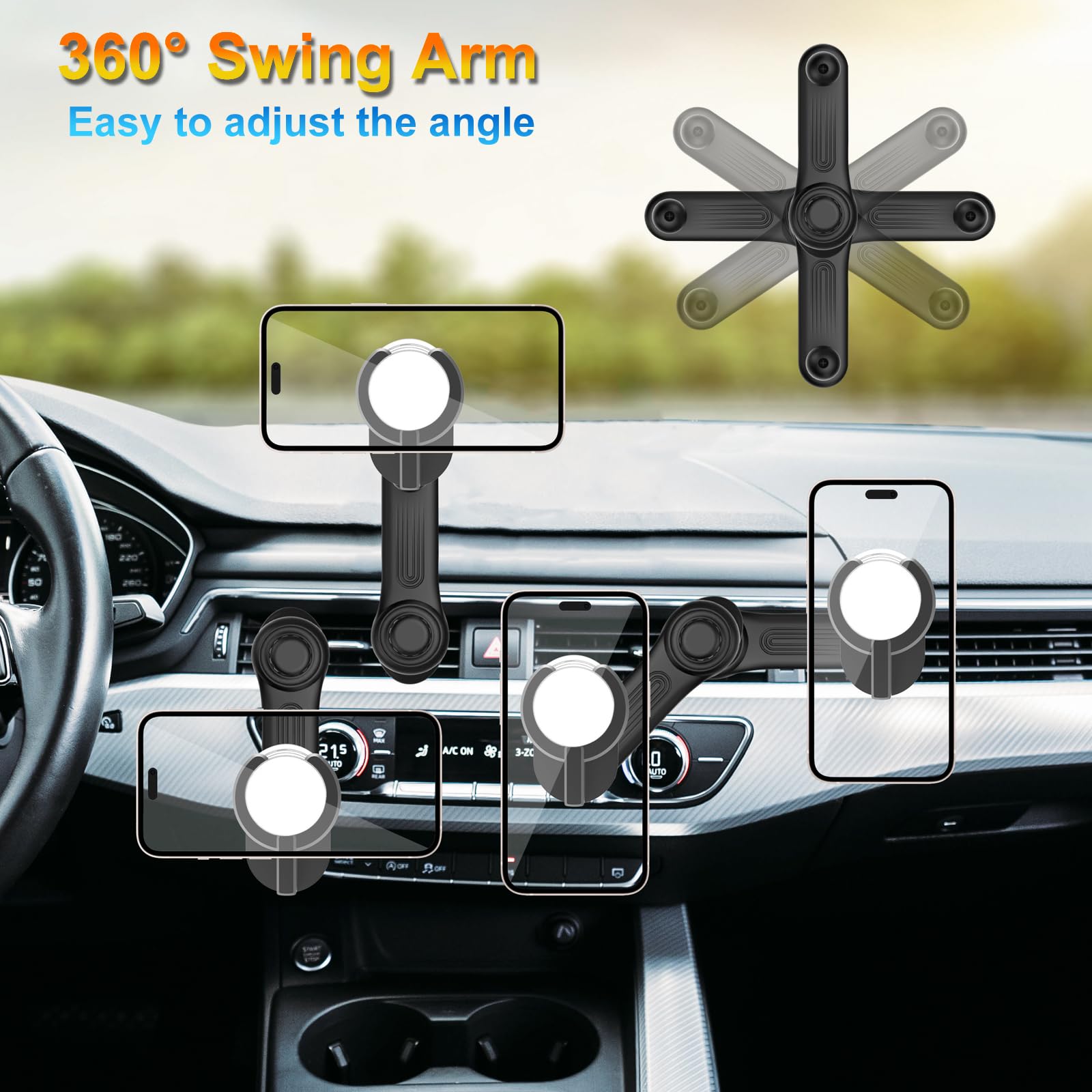 Jctriway Car Phone Holder For Socket Mount, Air Vent Car Phone Holder For Pop Grip [Never Blocking] Ac Vent Clip Phone Mount 360° Adjustable Works With Popsocket Car Mount For Iphone Samsung All Smartphones