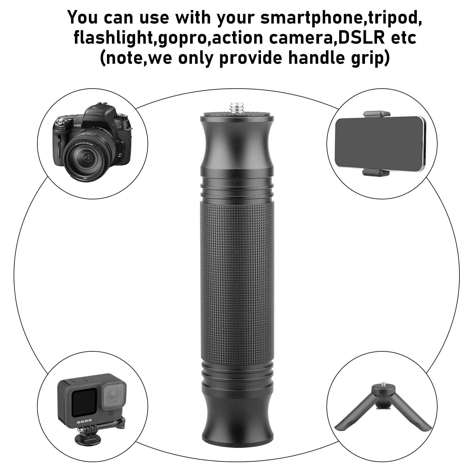 Chromlives Camera Handle Grip Support Mount Universal Handlegrip Camera Stabilizer With 1/4 Inches Male Screw For Digital Video Cameras Camcorder Action Led Light Phone