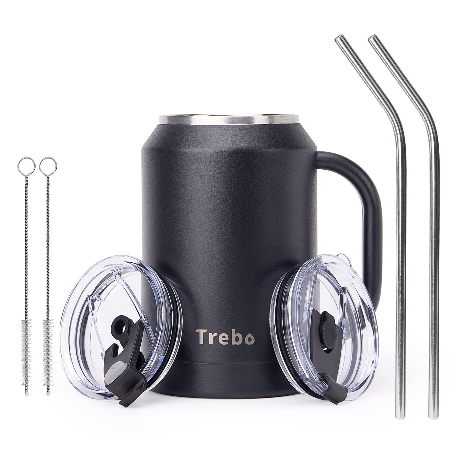 Trebo 32 Oz Stainless Steel Mug Tumbler With Handle, Vacuum Insulated Metal Iced Coffee Cup