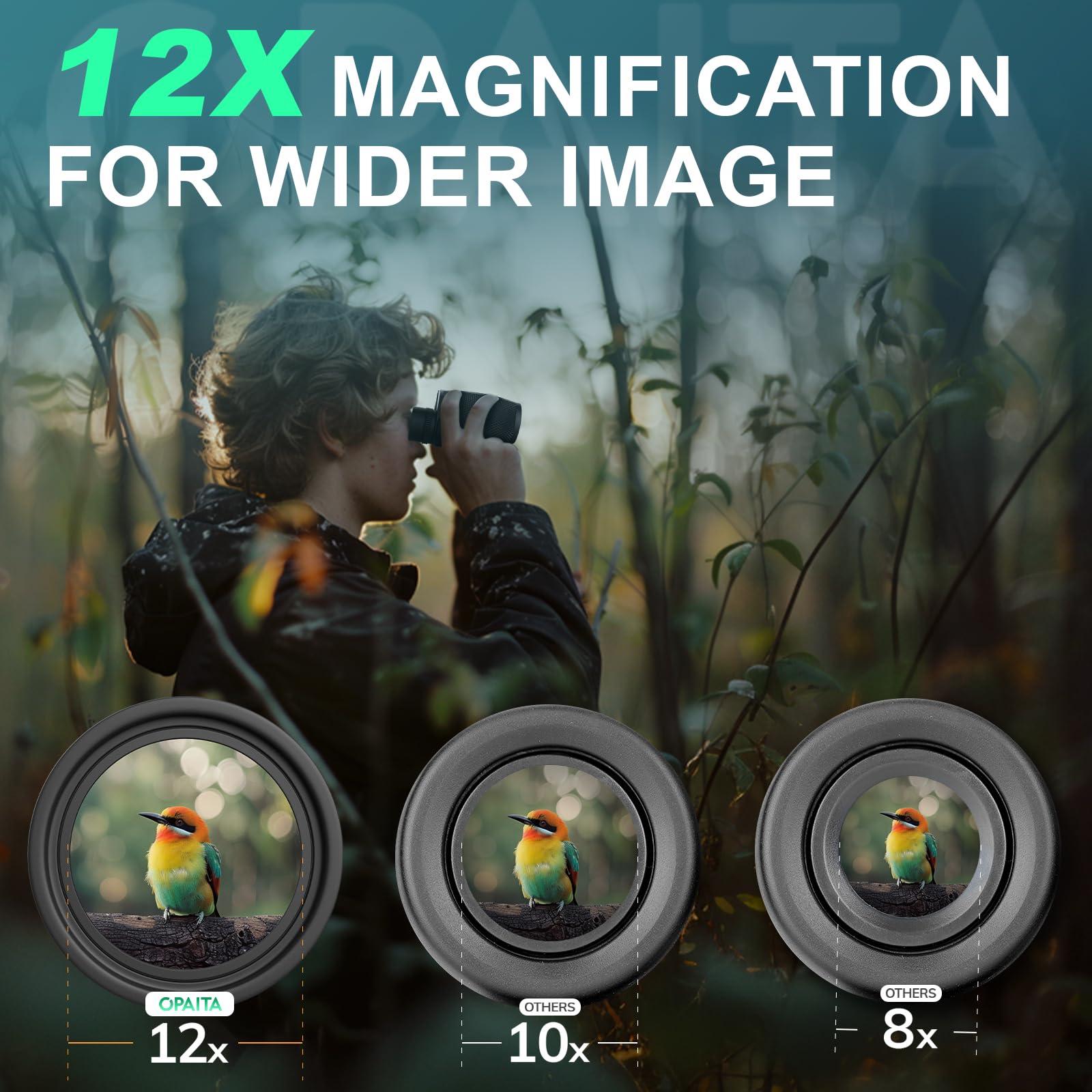 Opaita 12X25 Binoculars Compact For Adults - Lightweight Kids Binoculars - Binoculars With Clear Vision For Bird Watching Travel Wildlife Watching & Outdoor Activities