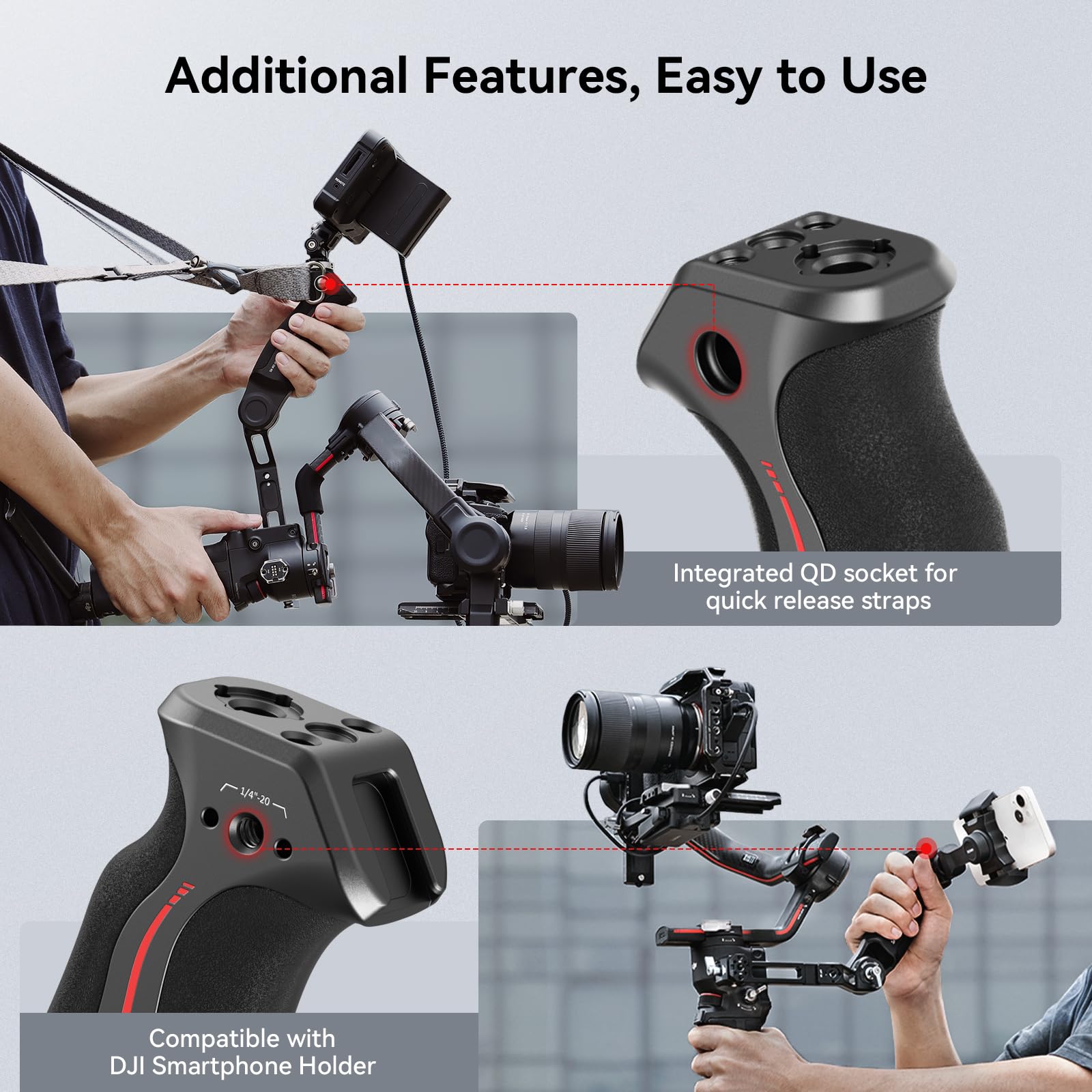 Smallrig Adjustable Sling Handgrip Gimbal Sling Handle And Hawklock Quick Release Adjustable Camera Monitor Mount For Dji Rs 4 Pro/Rs 4 / Rs 3 Mini/Rs 3 Pro/Rs 3 / Rsc 2 / Rs 2 Stabilizers