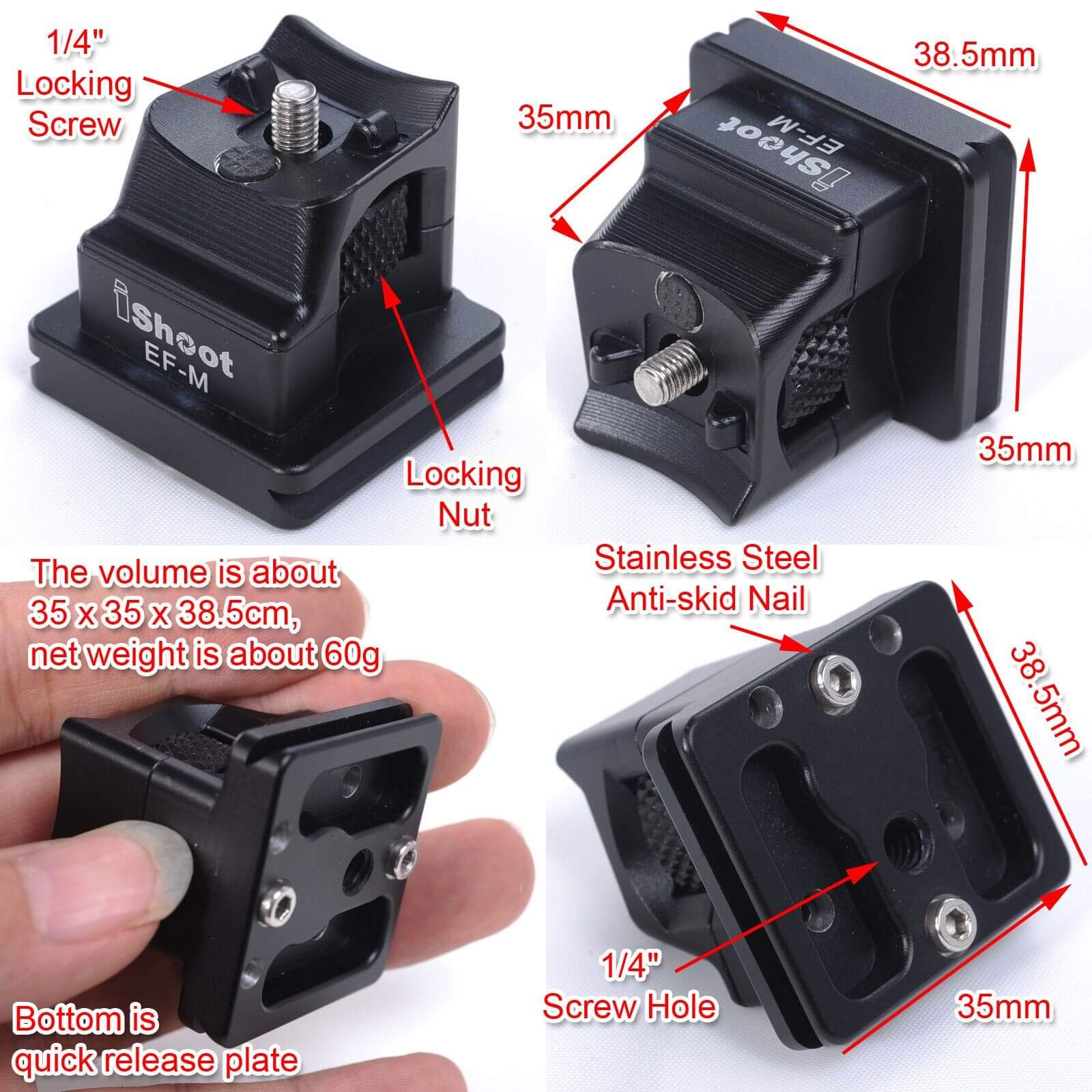 Ishoot Tripod Mount Ring Base Lens Collar Foot Replacement Stand For Canon Ef-Eos M Camera Eos-M Ef-S Lens Mount Adapter Ring, Bottom Is Quick Release Plate Compatible With Arca-Swiss Fit Ball Head