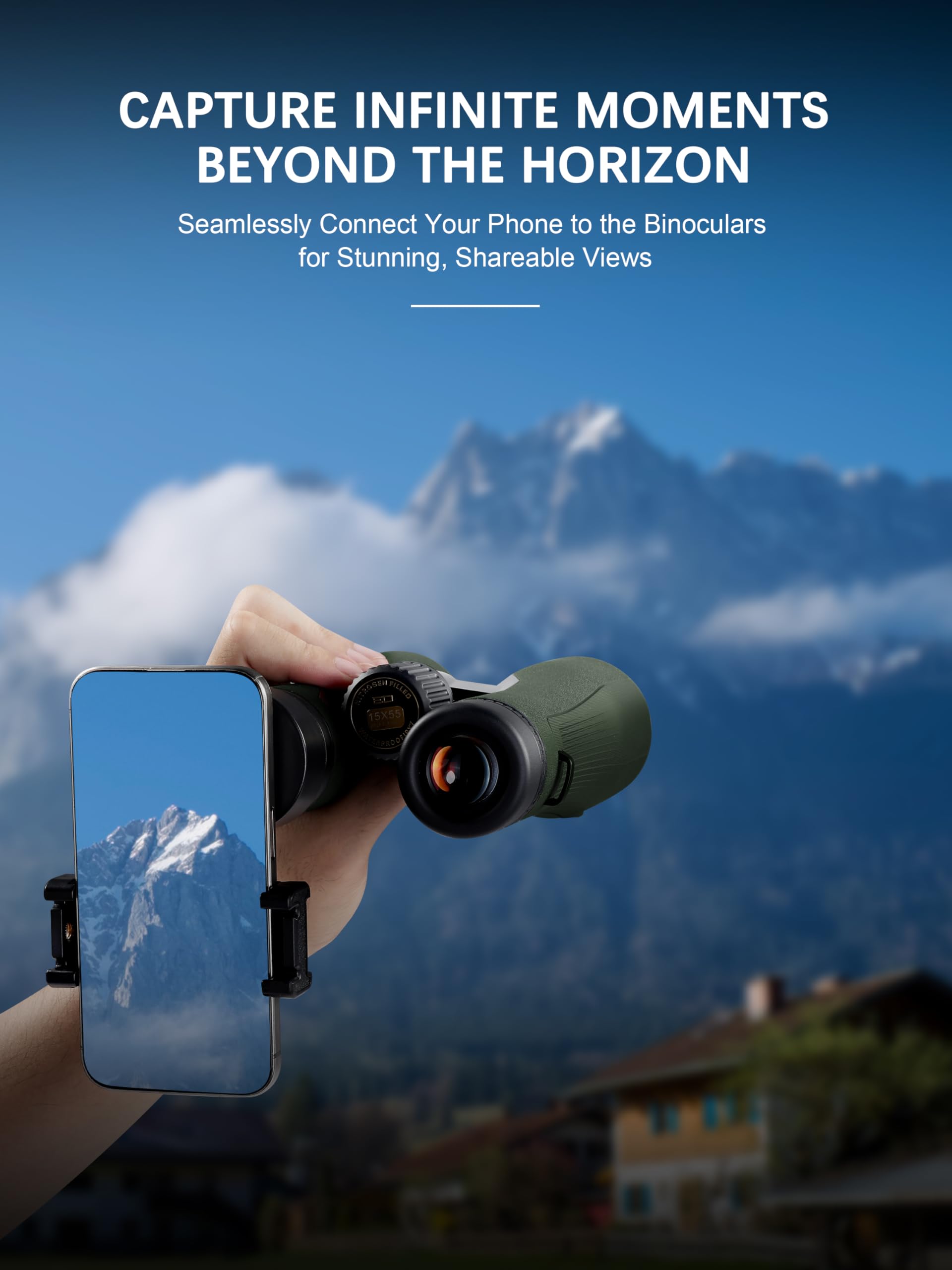 Star Cloud 15X55 Uhd Lightweight Binoculars For Adults With  Phone Adapter, Large View Ipx7 Waterproof Binoculars For Bird Watching, Hunting, Hiking, Stargazing (15X55)