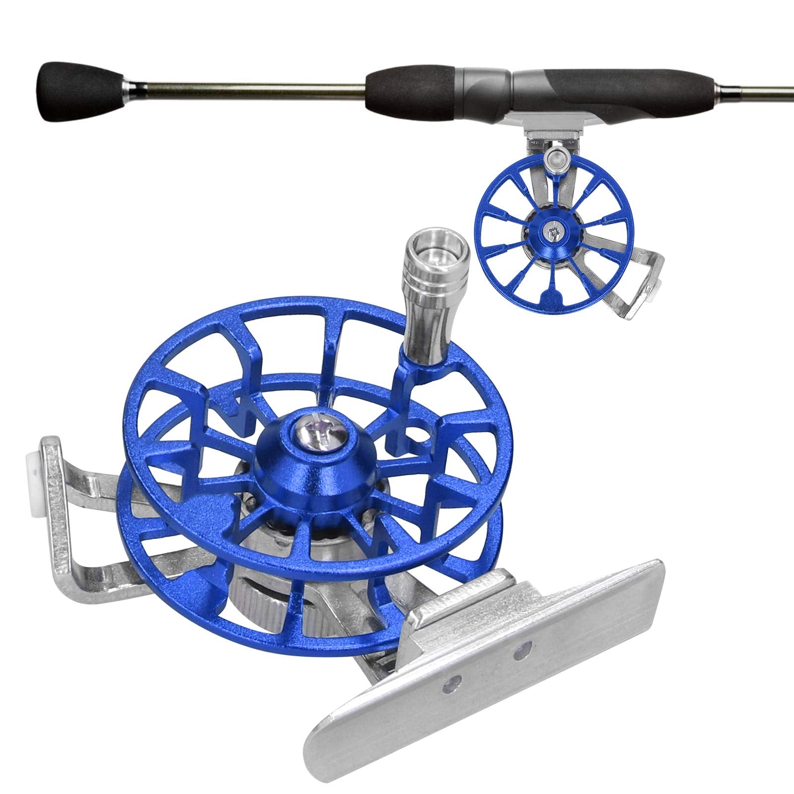 Pinsofy Fishing Reels, Aluminum Alloy Right-Handed Equipped With Ceramic Wire Hole, Reels, Boat Fishing For Ice Fishing(Blue)