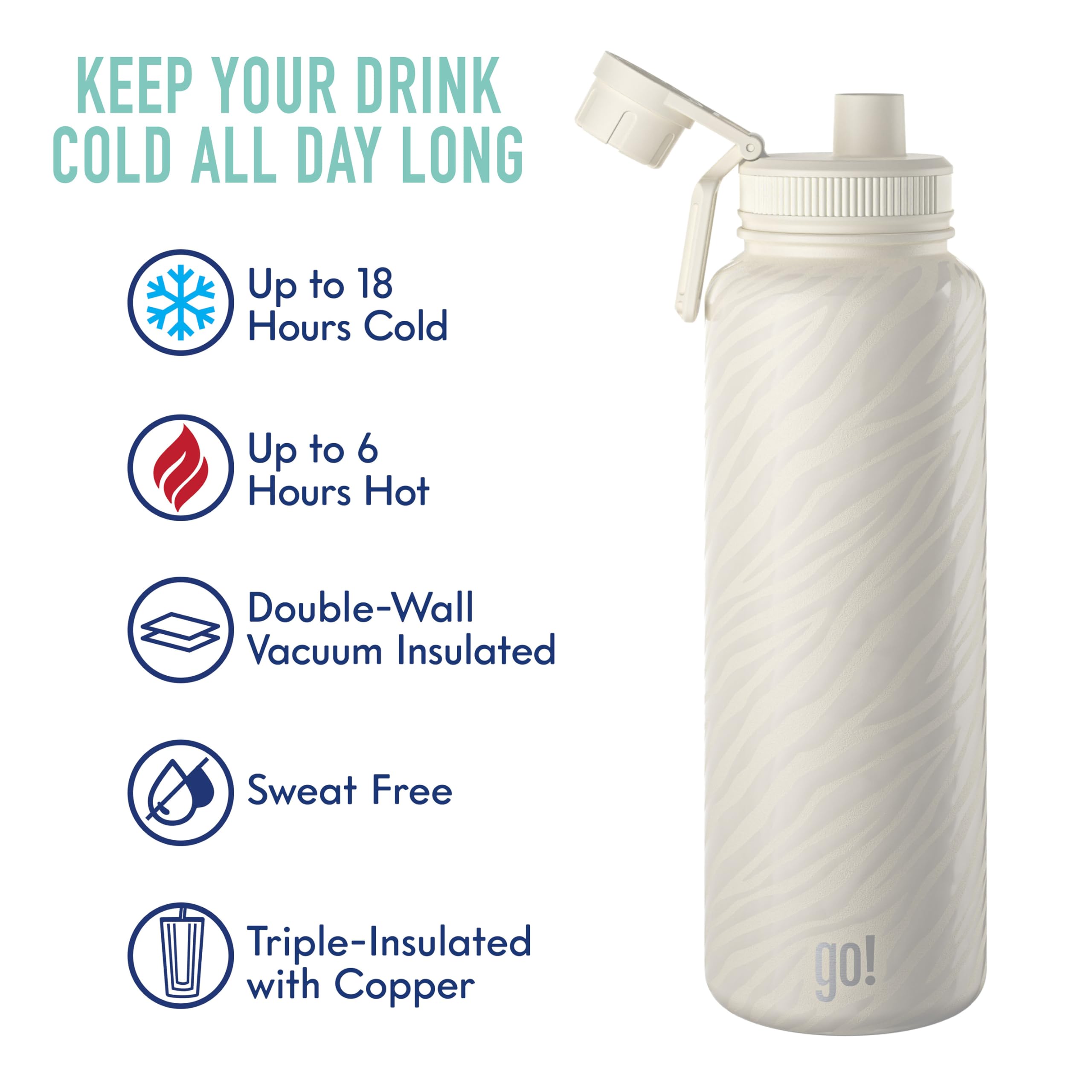 40Oz Stainless Steel Sports Bottle With Triple Insulation & Copper Lining – Keeps Drinks Cold