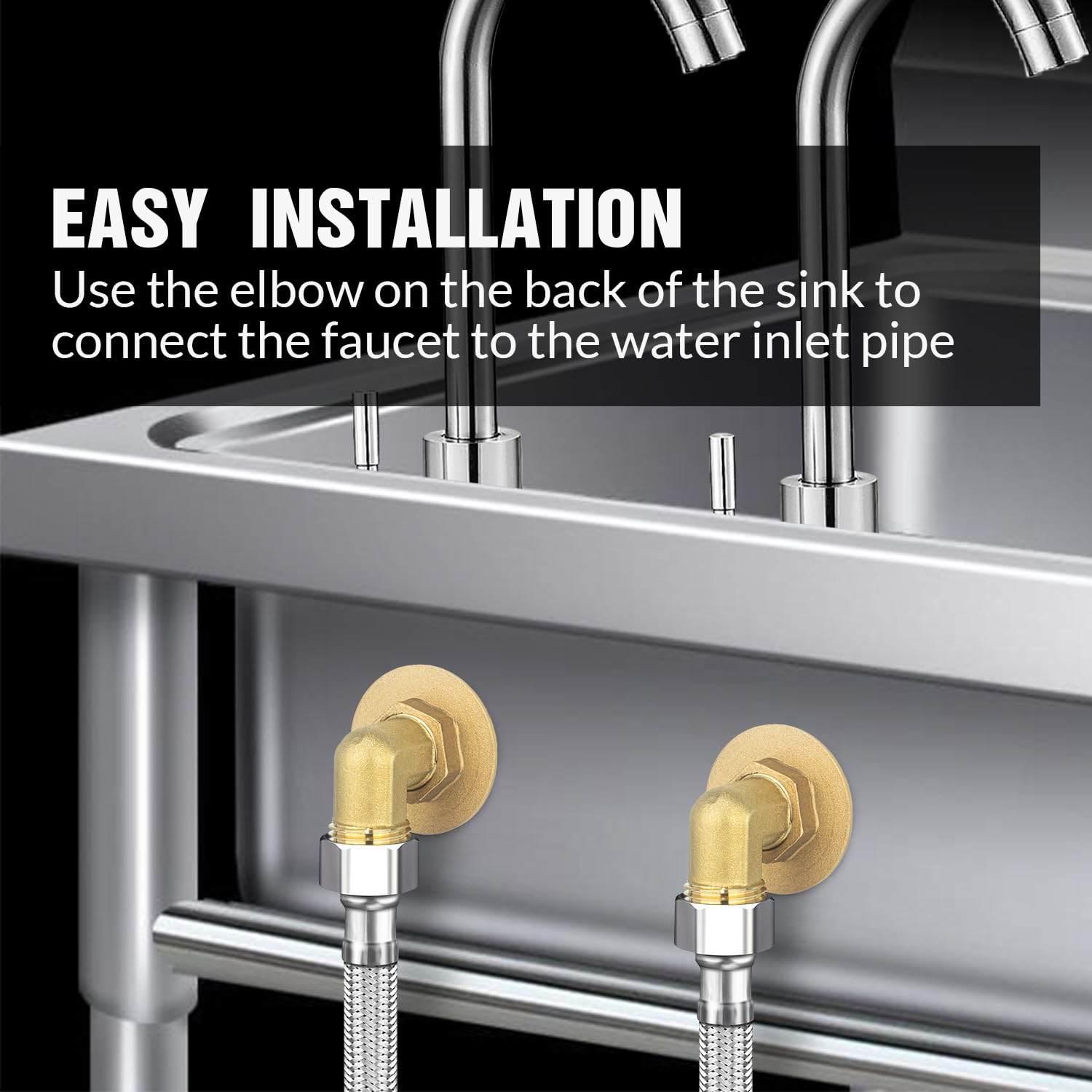 Worldwhere Wall Mount Commercial Faucet Installation Kit,Brass 2 Pack Backsplash Mount Set For Stainless Steel Commercial Kitchen Prep & Utility Sink, G1/2