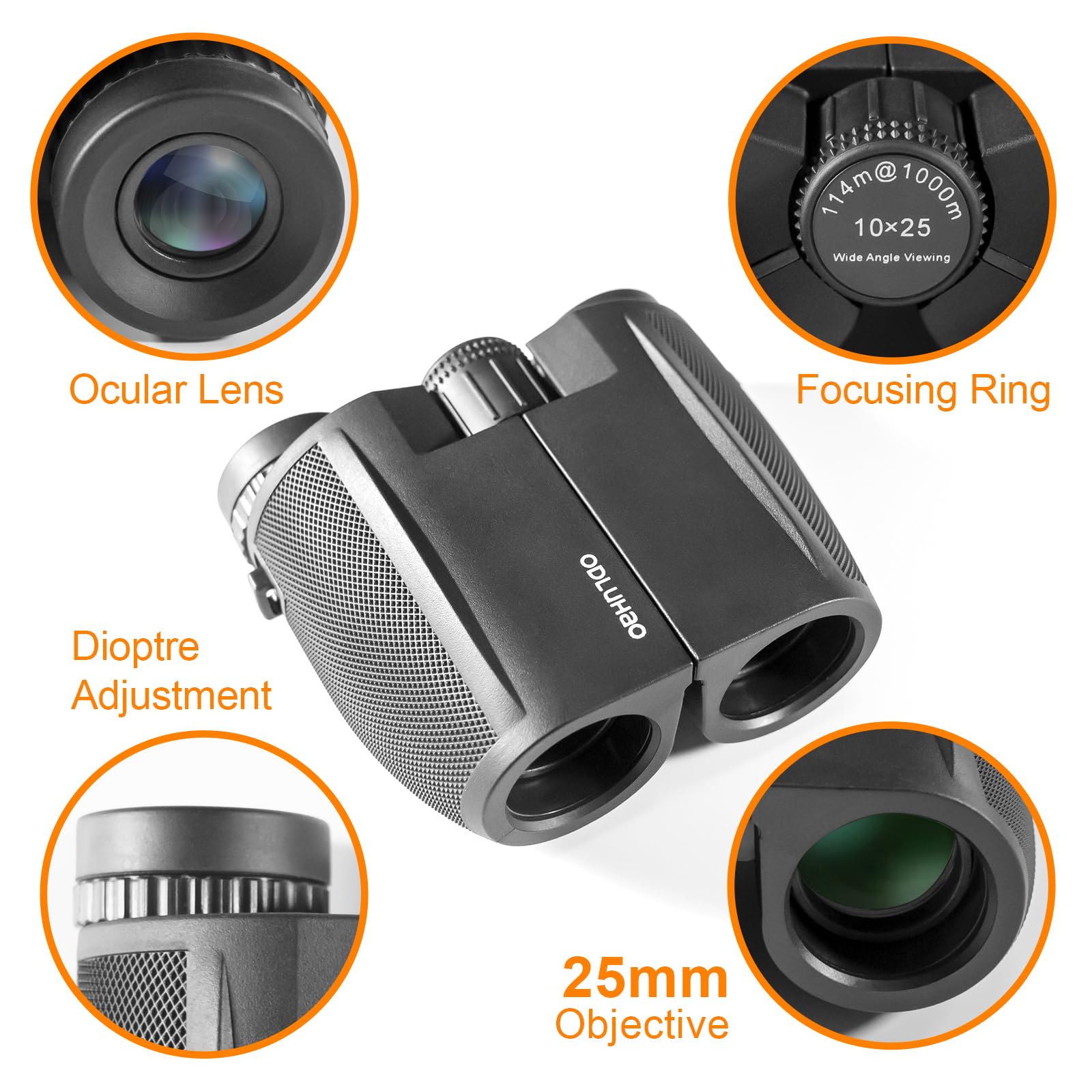 Odluhao 10X25 Hd Powerful Binoculars 10X Magnification 25Mm Objective Mini Telescope Professional Hunting Telescope Zoom Military Hd Bak4 Fmc Optics For Hunting Sports Outdoor Camping Travel Outdoor