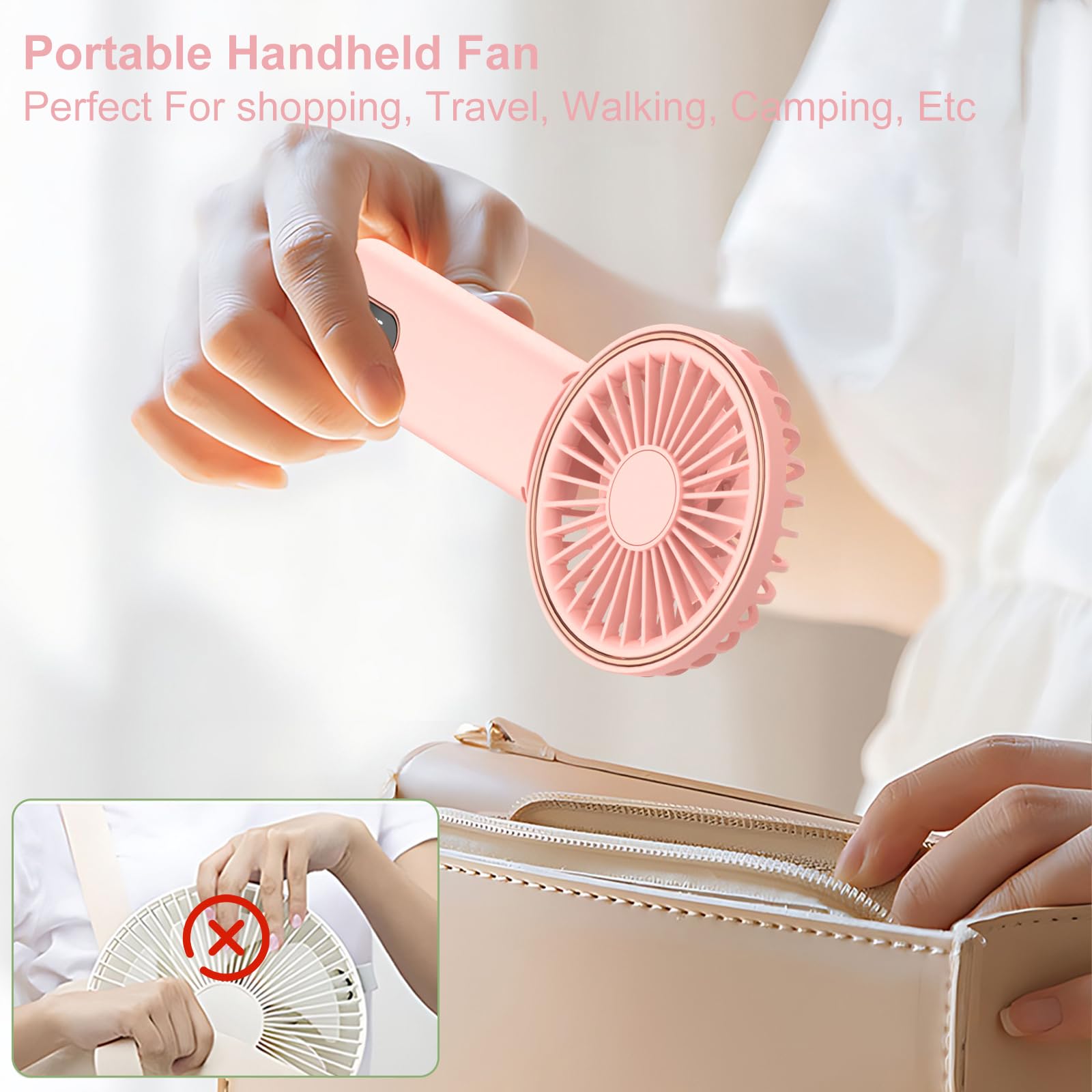 Portable Mini Fan, 2000Mah Battery Operated Fan, 4 In 1 As Phone Holder, Handheld Fan, Desk Fan, Usb
