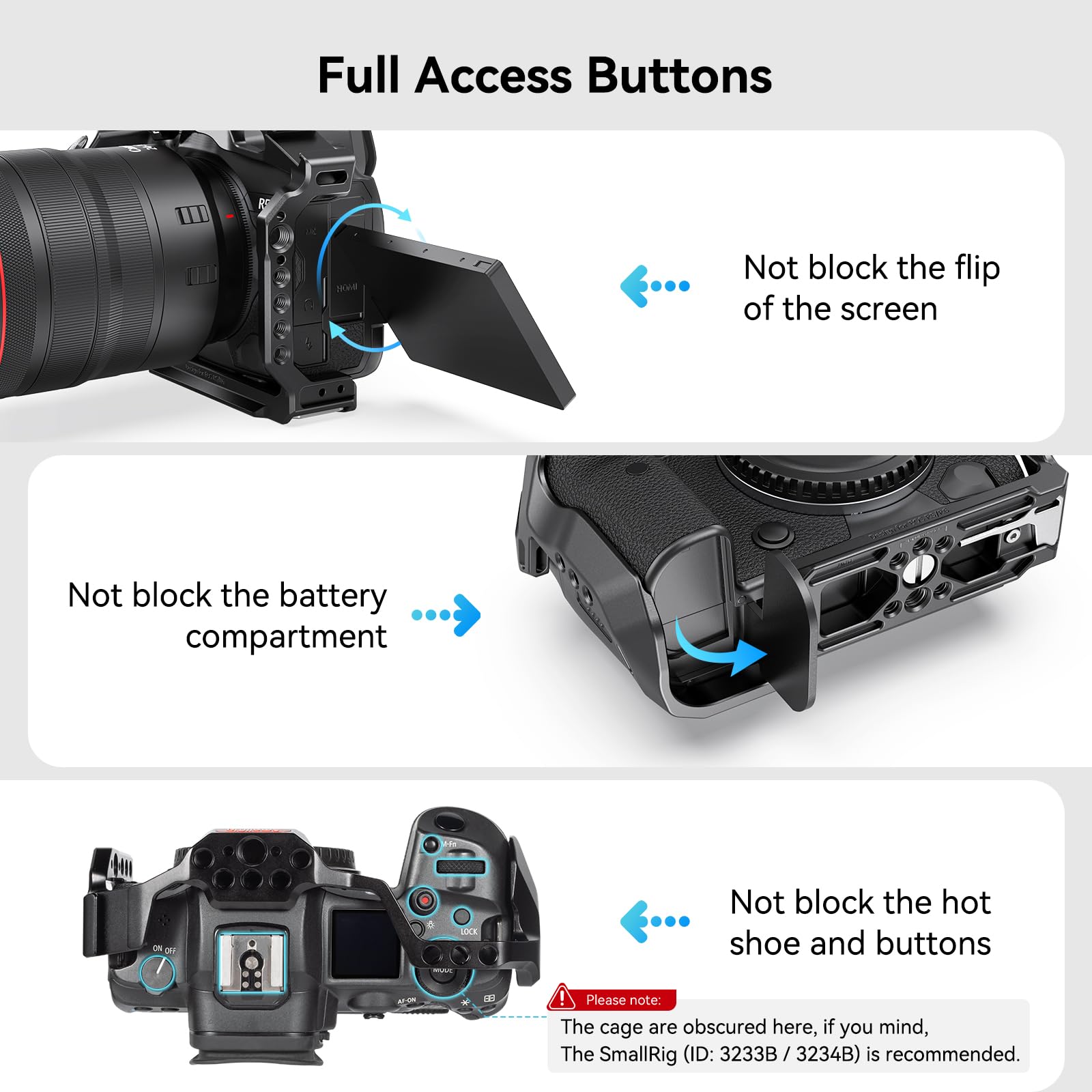Smallrig R5 / R5 C / R6 Cage And Lightweight Top Handle With 3/8"-16 Locating Pins For Arri