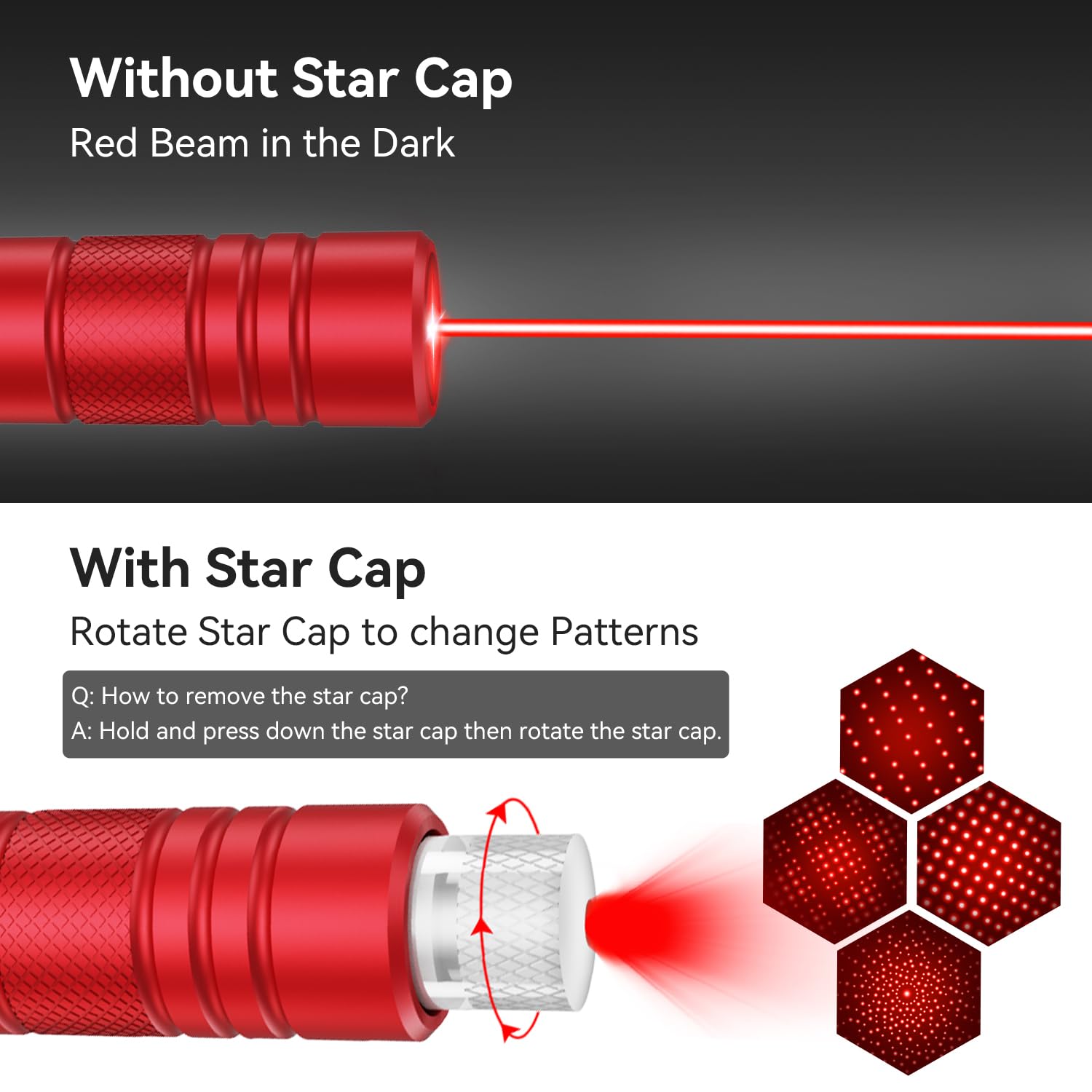 Miprezt [Professional] Rechargeable Red Beam Flashlight Long Distance Range For Tv/Led/Lcd Screens Tactical Flashlights Presentation Office/Outdoors/Astronomic/Construction-Red Shell [001]