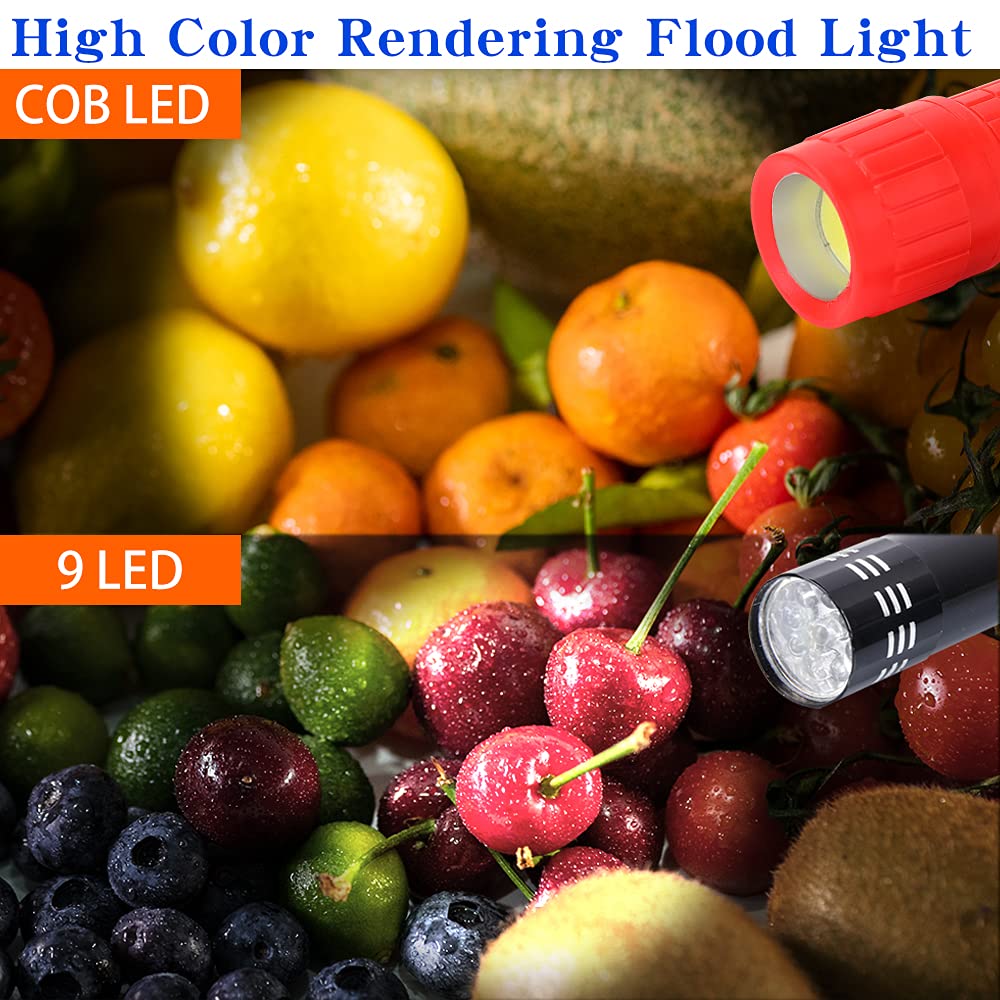 Kunhe 5 Pack Plastic Small Mini Led Flashlight Cob Flashlights For Kids 100 Lumen With Batteries High Cri For Bright Flash Light Christmas  Stocking Stuffers