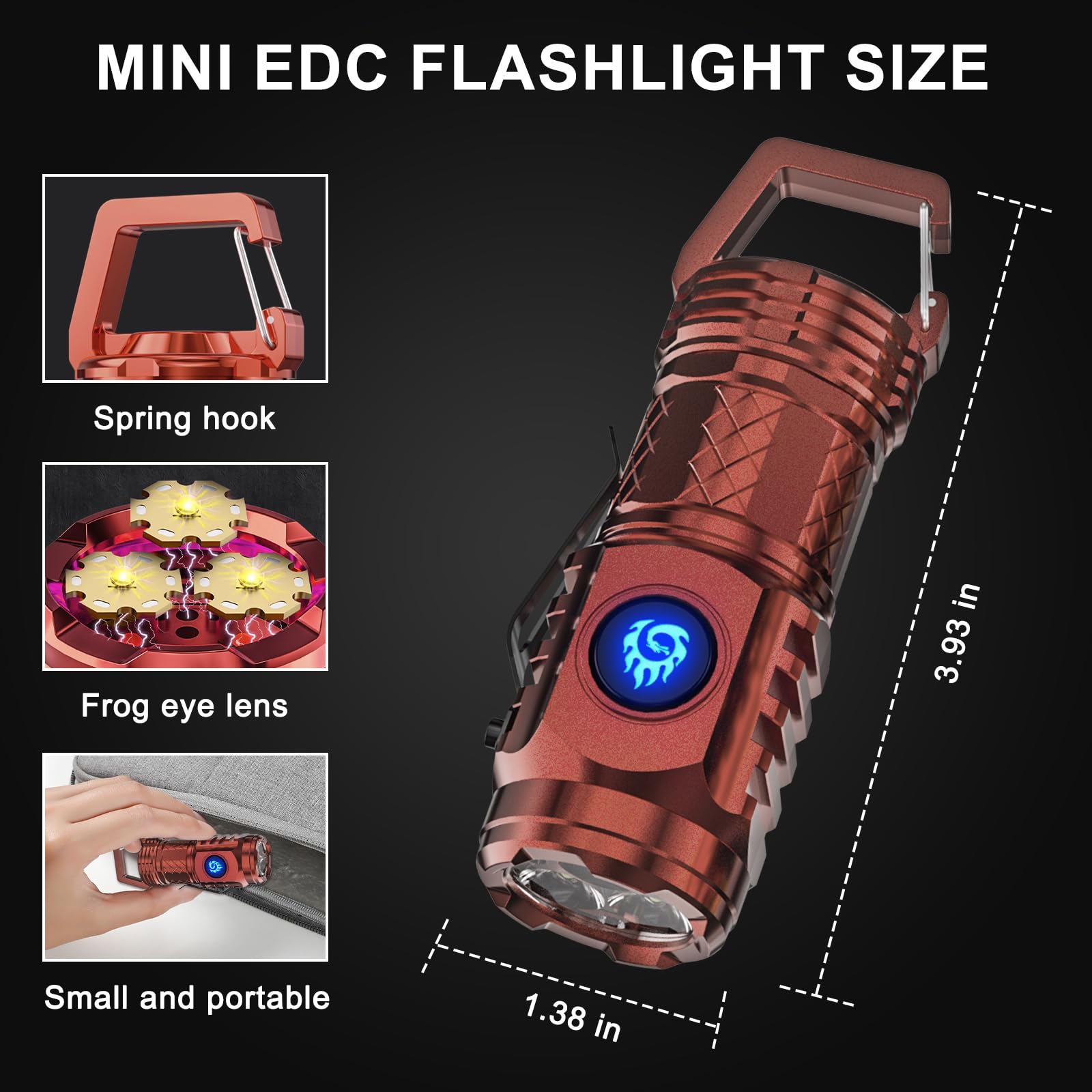 Siuyiu 2 Pcs Led Mini Flashlight 450 Lumens, Small Flashlight, 5 Modes Usb C Rechargeable Pocket Flashlight, Edc Flashlights, Mini Flashlight With Lampshade For Everyday Carry Camping Hiking