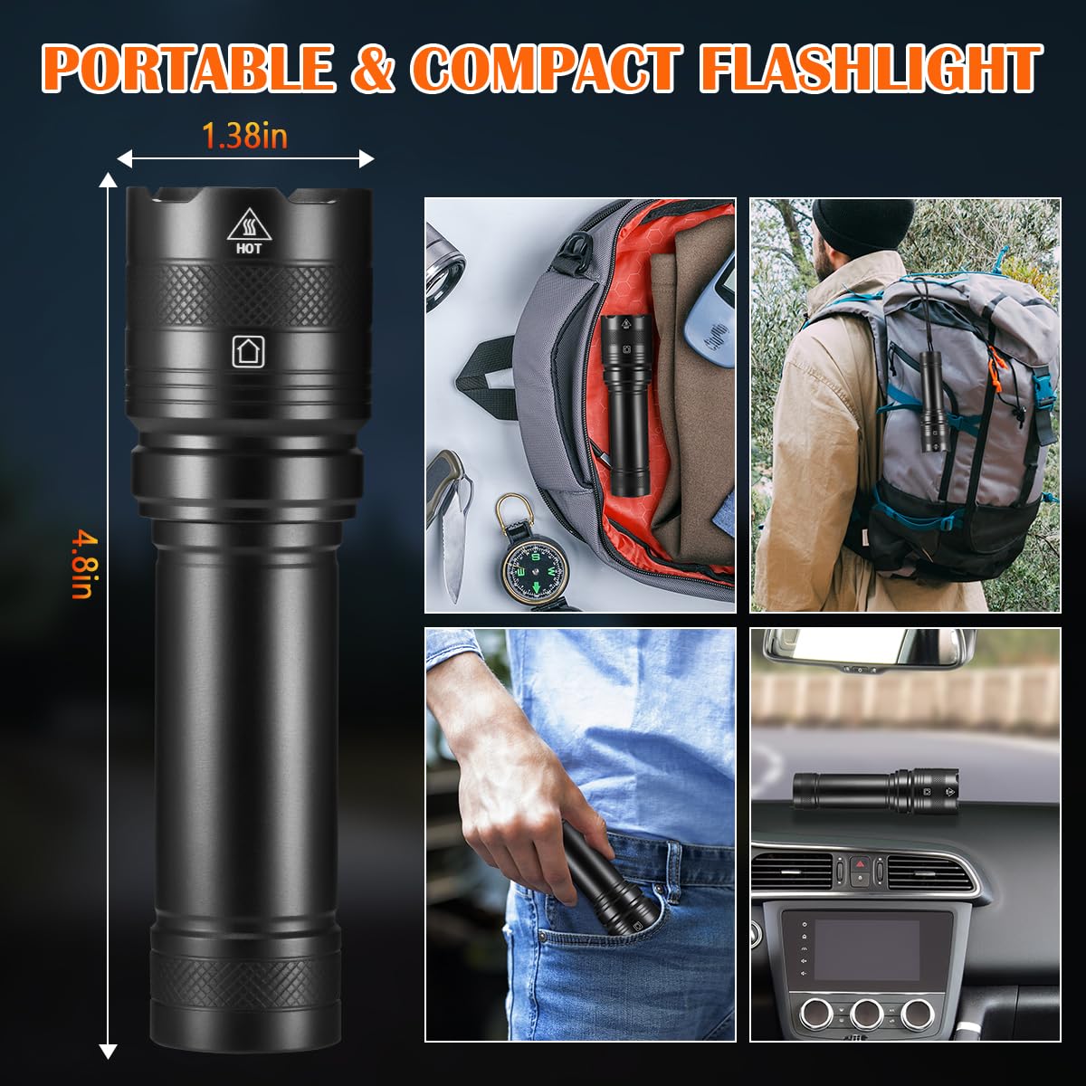 Rufykiri 2Pack Rechargeable Flashlights, Tactical Flashlights High Lumens, Super Bright Flashlight, Mini Small Flashlights Powerful, Led Linterna Recargable, Pocket Handheld Led Flash Light For Home Emergency