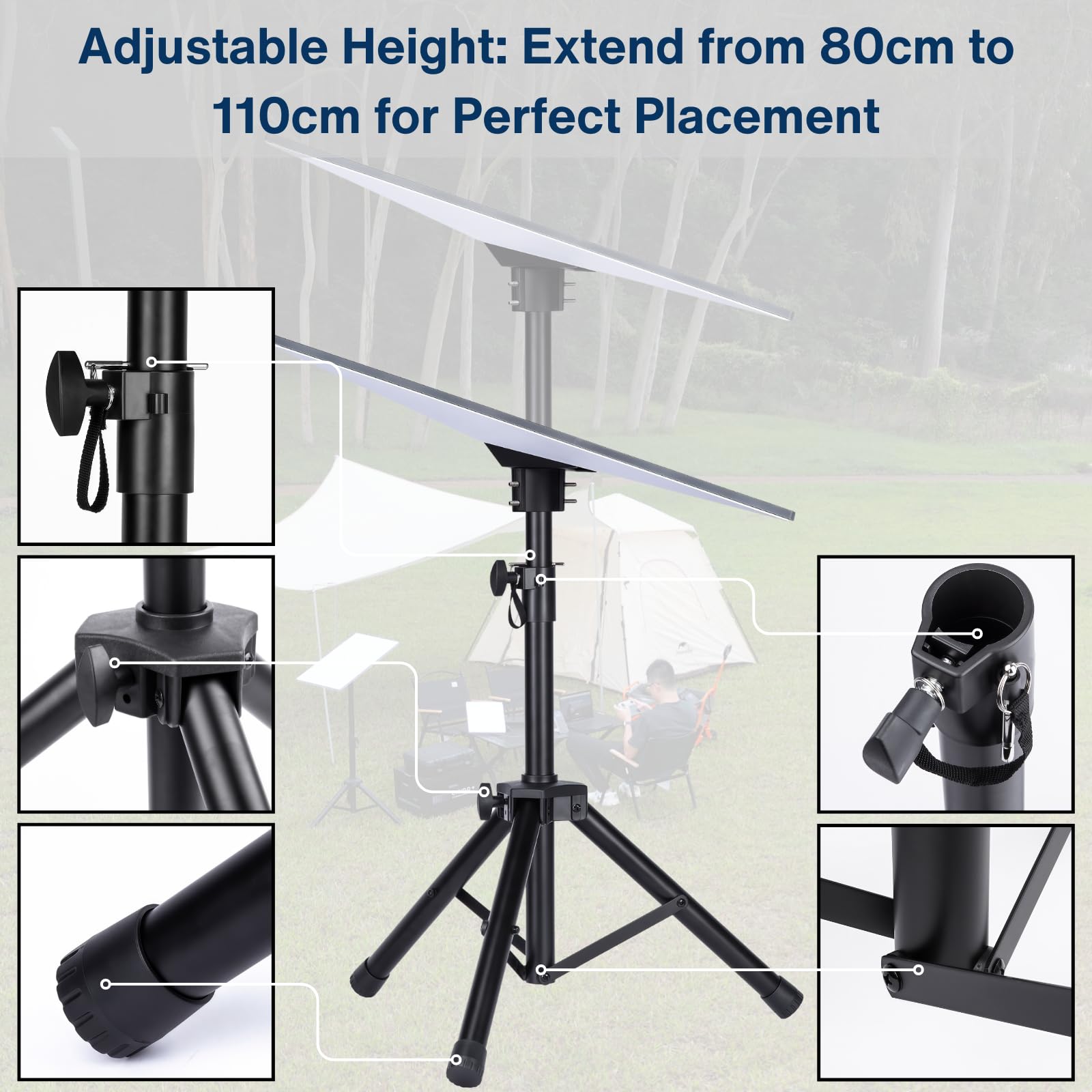 Steinwhale Adjustable Tripod Stand For Starlink Standard Gen 3, Stainless Steel With Aluminum Pipe Adapter, 80-110Cm Extendable Height, Easy Installation, Includes Carrying Bag