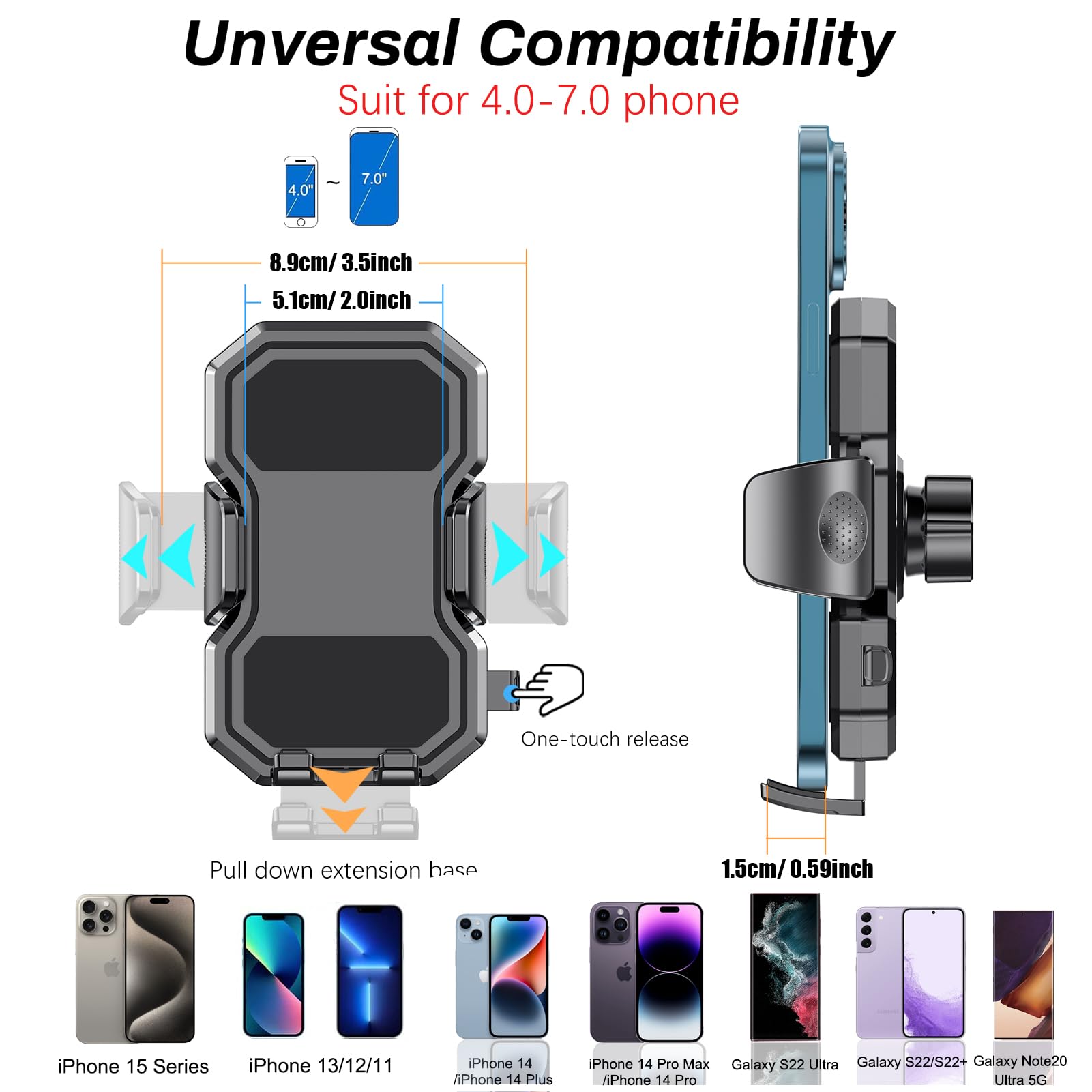 Lopnord Universal Air Vent Car Phone Holder Compatible For Iphone 13/14/15, Samsung S23 Ultra - Super Stable For 4-7 Inch Smartphones