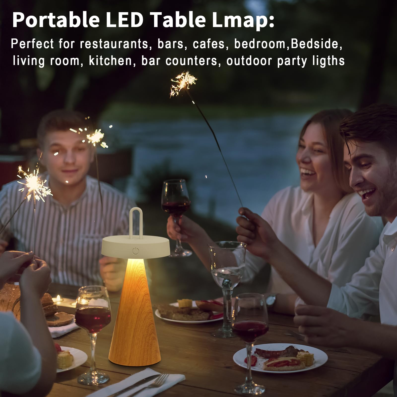 Rislg Camping Lantern Portable Led Table Lantern,Rechargeable, Touch Dimmable Modern Conical Lamp, Ip44, Eco-Friendly White