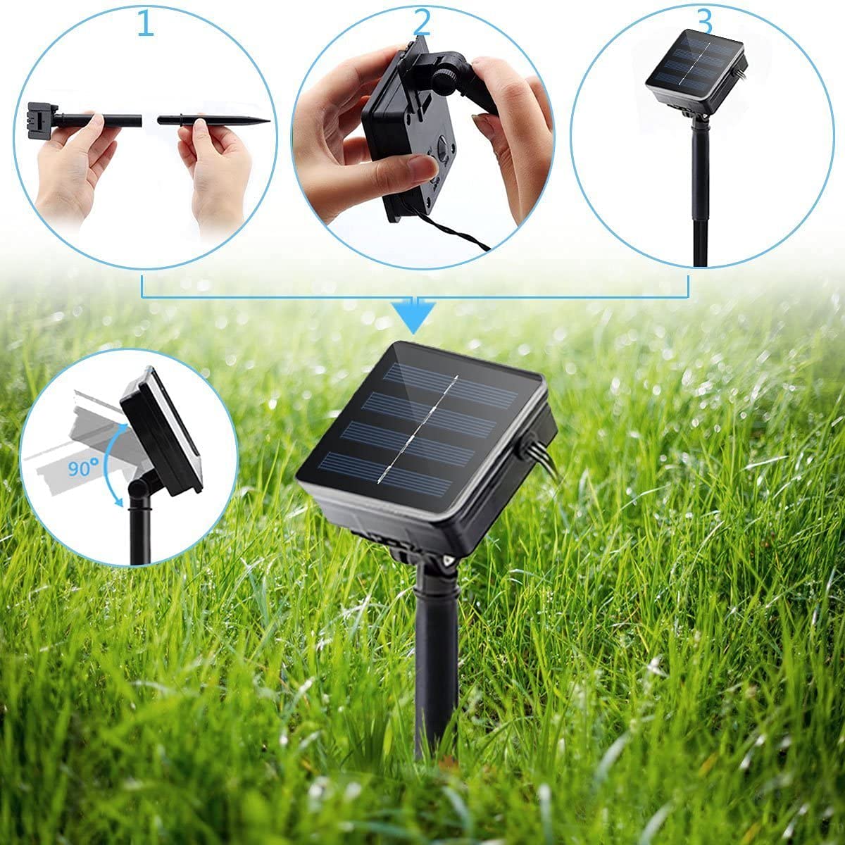 Vmanoo Solar Outdoor String Christmas Lights 72Ft 200 Led 8 Modes Patio Lighting For Outside Yard Gazebo Party Wedding Tents Porch Xmas Garden Backyard Tree Decorations Balcony Decor Lights Gn2P