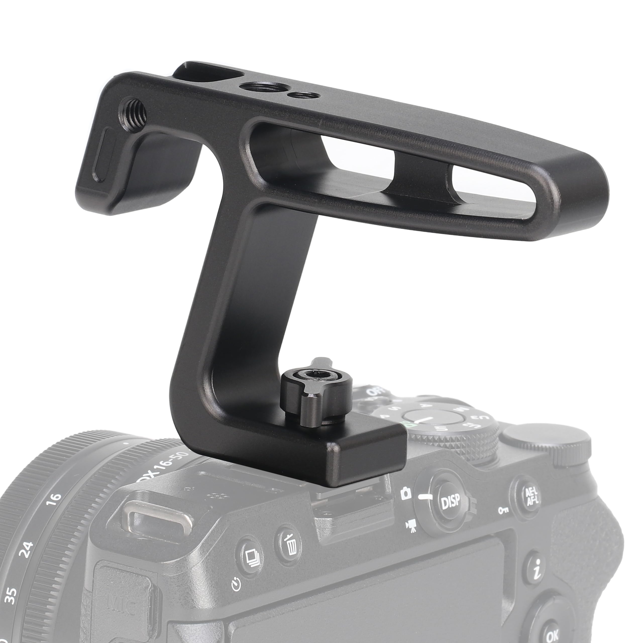 Focusfoto Mini Top Handle With Cold Shoe Mount For Lightweight Vlogging Cameras, Camera Cage Rig, Mini Top/Side Handle Grip With Cold Shoe Mount & 1/4"-20 & 3/8"-16 Locating Holes For Arri Type