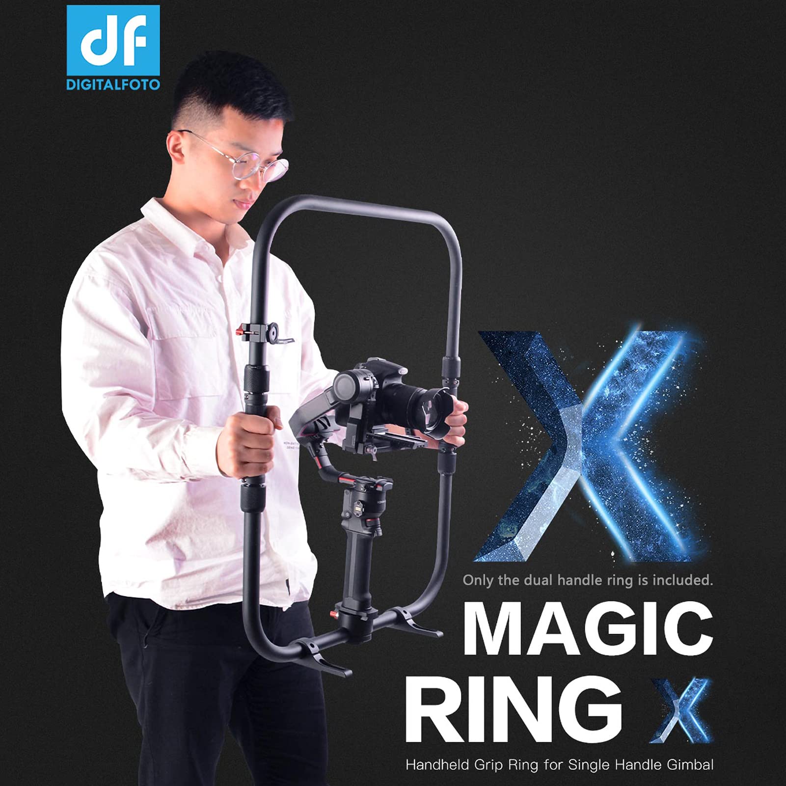 Bortt Dual Handle Gimbal Grip Magic Ring X Professional Dual Handle Grip Ring Handheld Stabilizer Photography Accessory Load Bearing 20Kg Replacement For S/Sc/ Rs2/ Rsc2/ Moza Air 2, Black