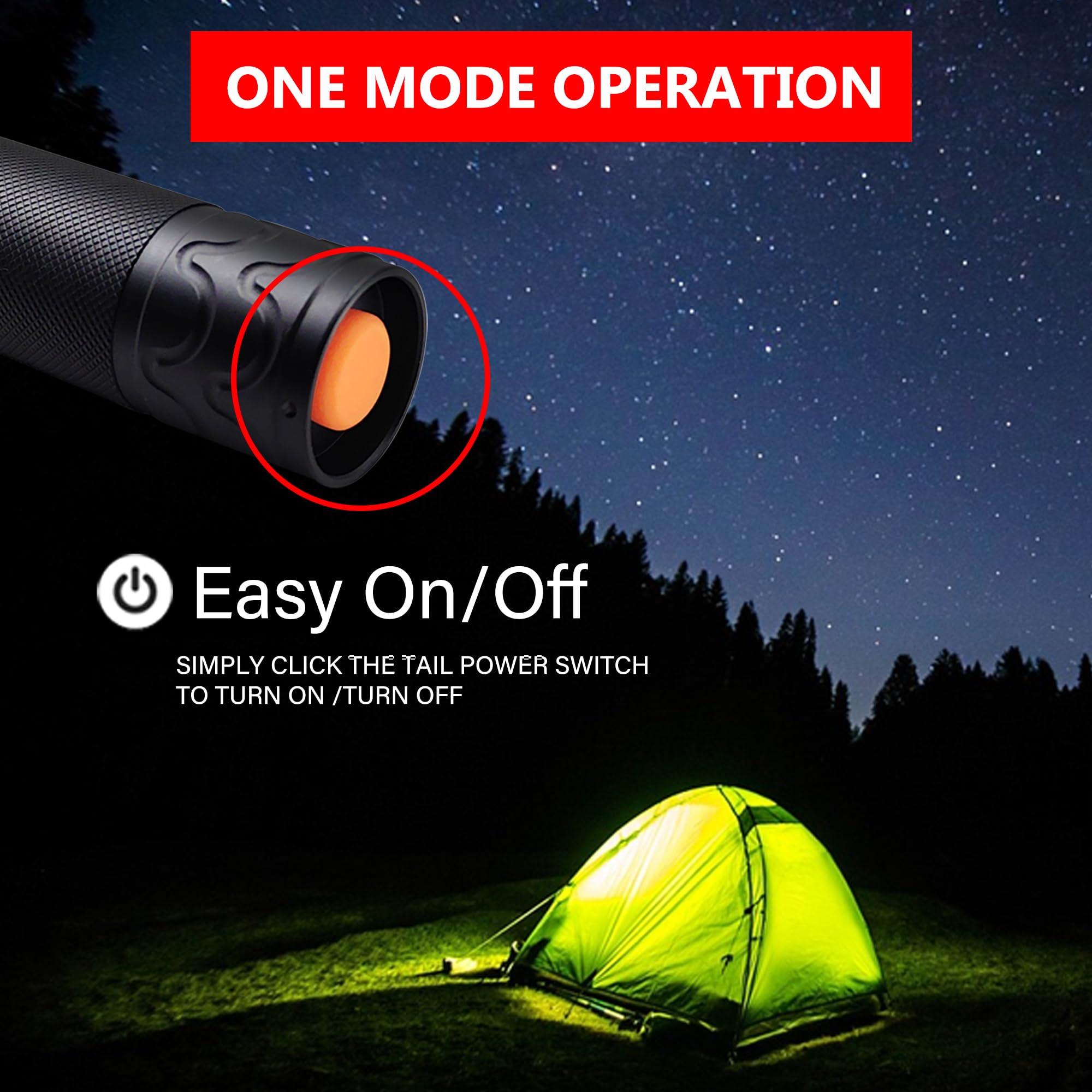 Zyunmall Single Mode Flashlight, High Lumen Led Flashlights With Zoomable Beam, Compact Handheld Flash Light For Camping, Outdoor, And Home Use, 2-Pack