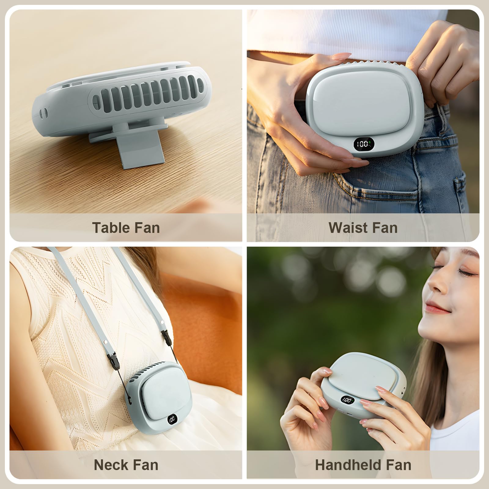 Portable Neck Fan, Handheld Mini Fan, Personal Fan Usb Rechargeable, 5 Speed Adjustable