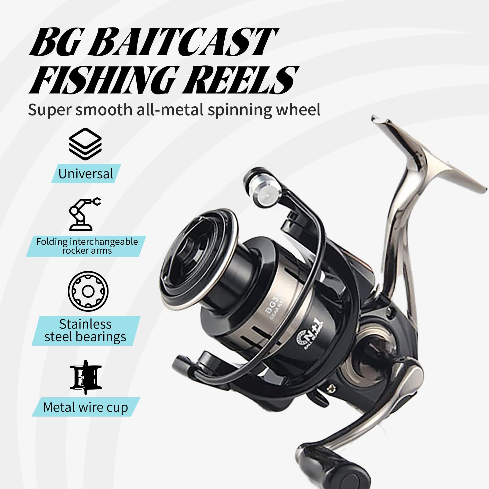 Oh My Wow Fishing Reel Spinning Reels Metal Spool And Handle For Saltwater And Freshwater Fishing