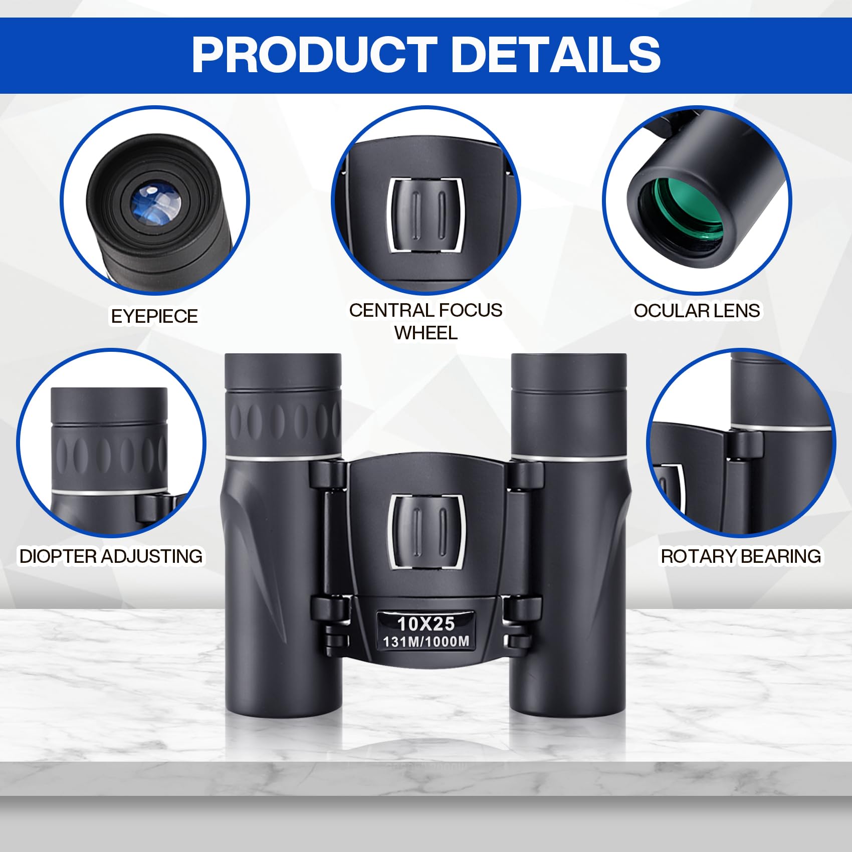 Midoo 10X25 Compact Binoculars For Adults Kids, Binoculars For Concerts And Bird Watching Cruise Ship Essentials Hunting, Waterproof Binoculars With Low Light Night Vision