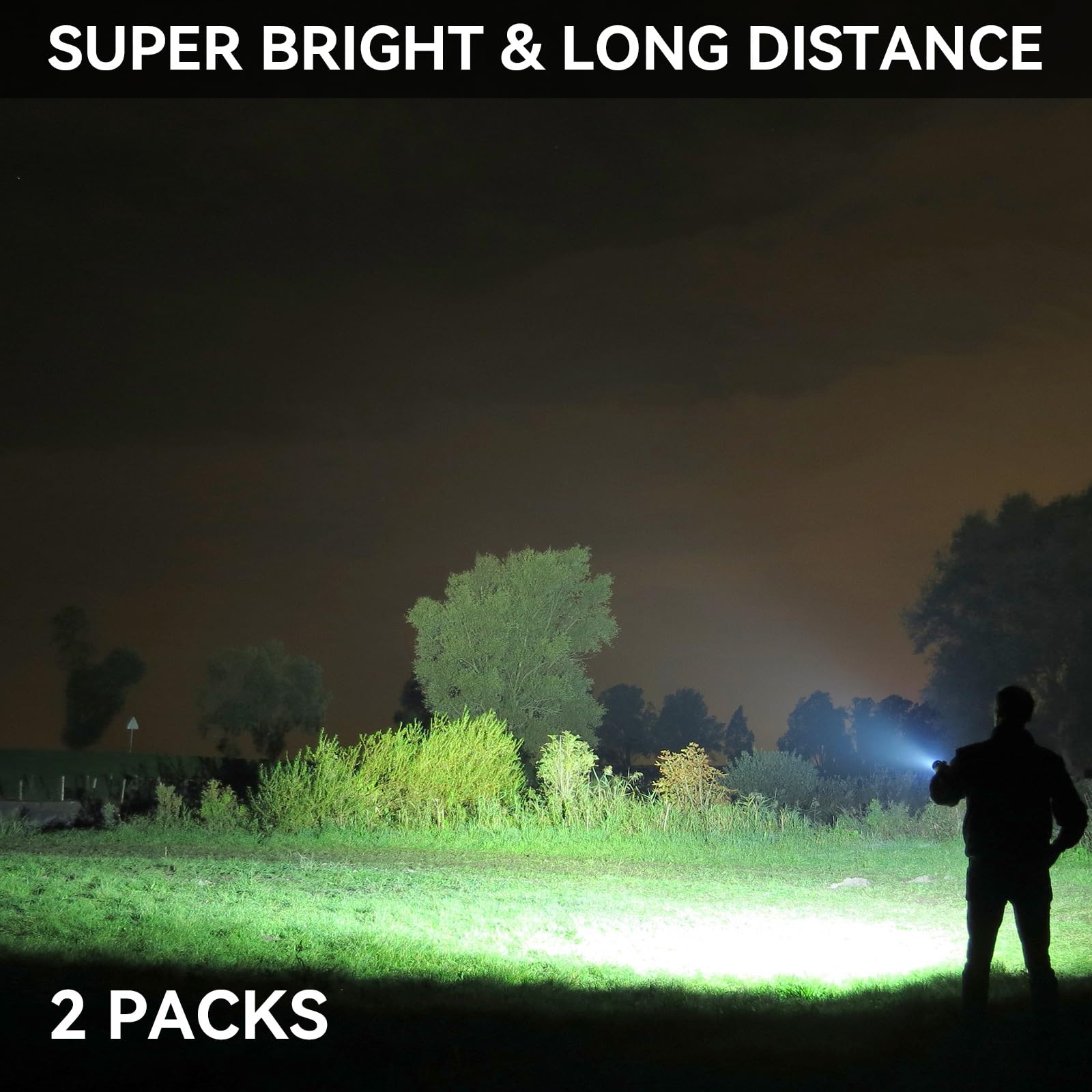 Timsumr Rechargeable Flashlights 990,000 High Lumen, 2 Pack Super Bright Led Flashlight With 3 Modes, High Powered Flash Light For Home, Camping, Outdoor