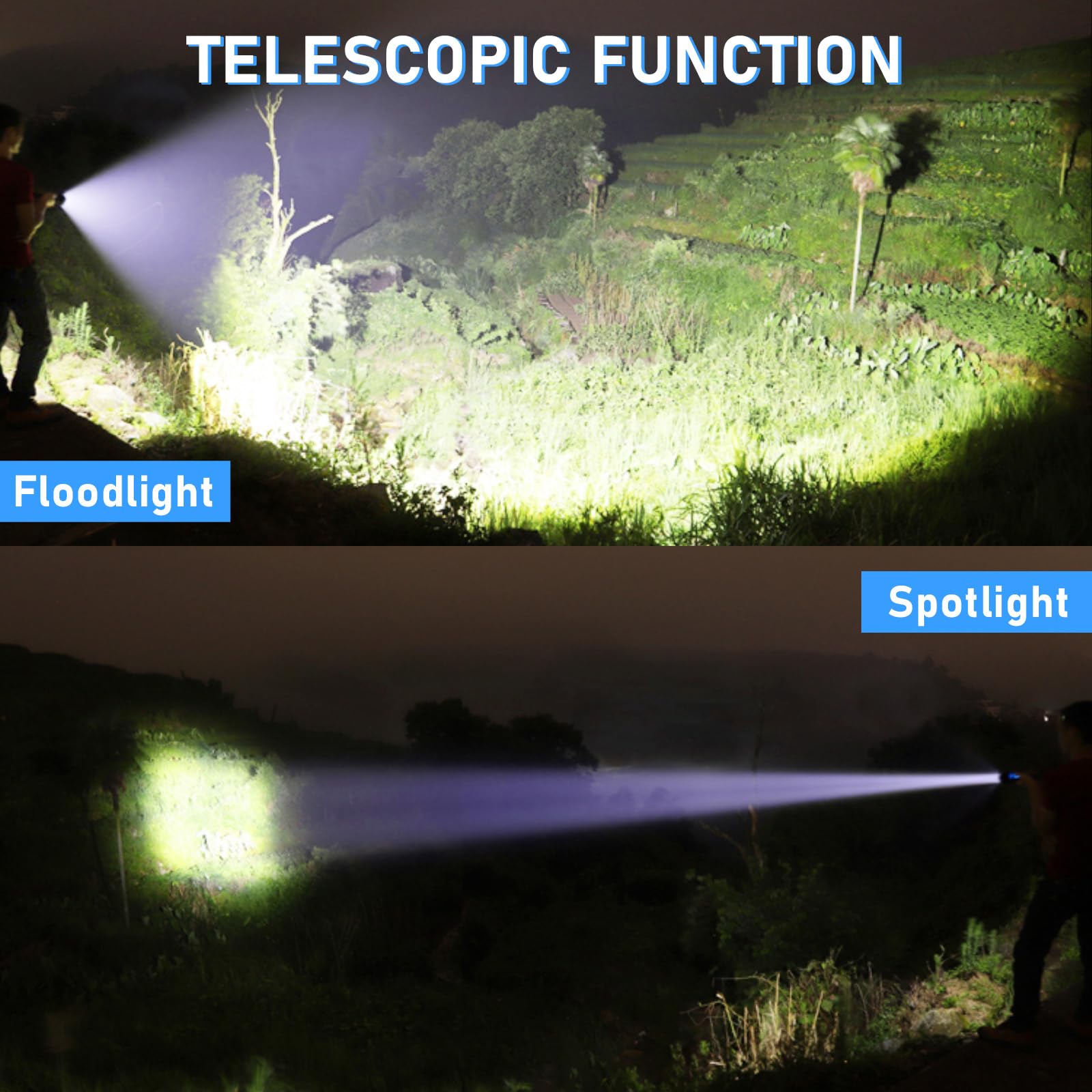 Uiitee Flashlights High Lumens Rechargeable, 2 Pack Led Flashlight 990000 Lumen, Super Bright Flash Light Battery Powered With 7 Light Modes, Handheld Flashlight Powerful Linterna For Emergency