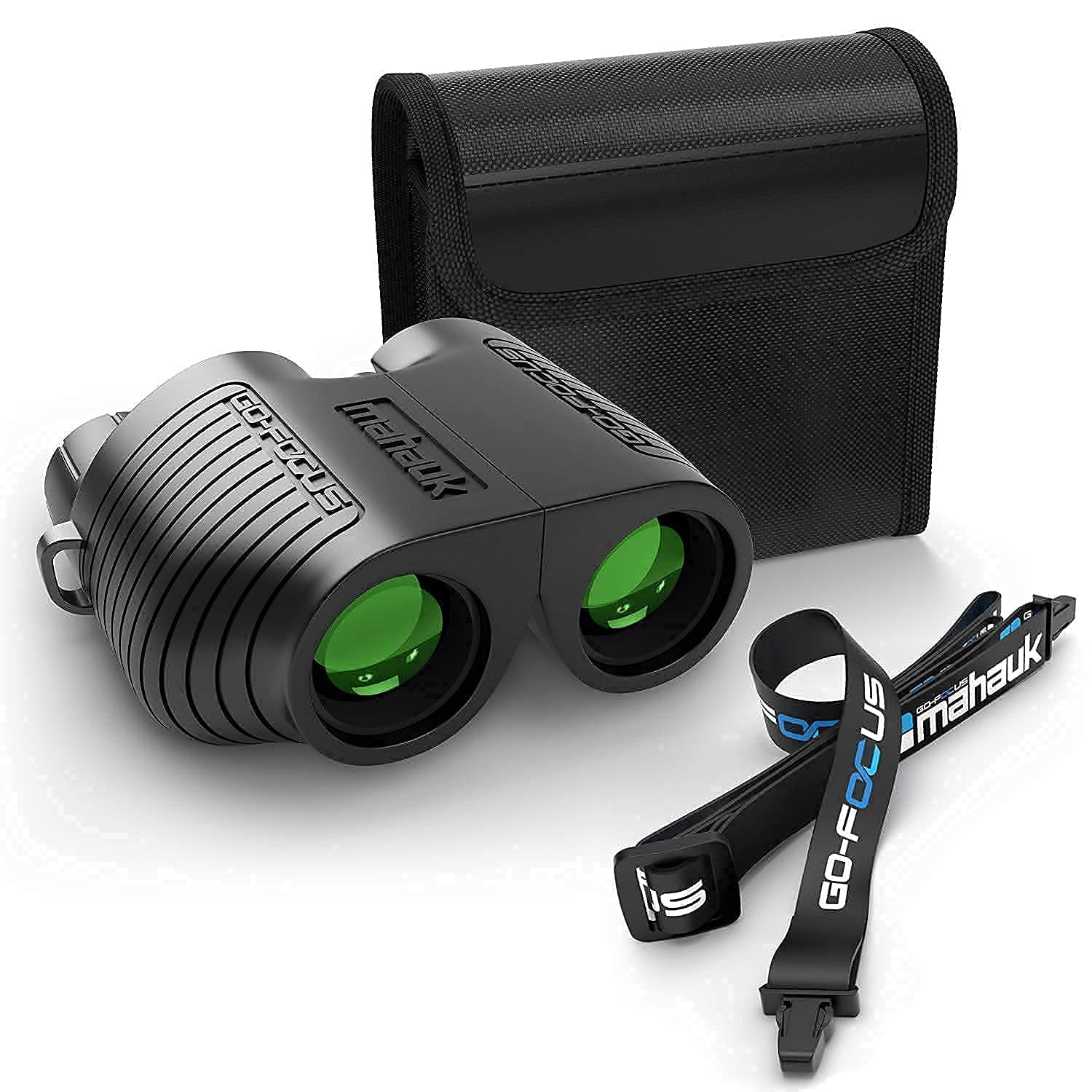 Mahauk Go-Focus Compact Binoculars For Adults & Kids  Small Travel Binoculars For Bird Watching & Hunting  10X25 Bak4 Prism  Lightweight & Waterproof  Carry Case & Neck Strap  Range 20M - 1000M  Mahauk