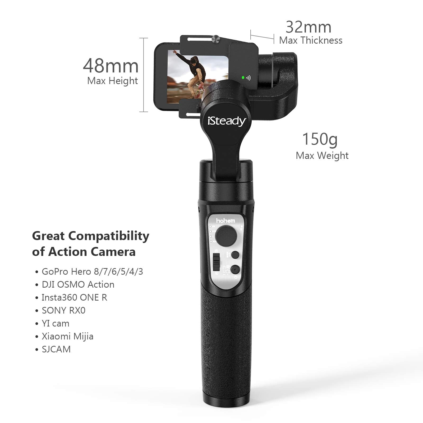 Hohem Gimbal Stabilizer For Smartphone, Selfie Stick Tripod With Face Tracking & 360°Rotation, Phone Tripod Stand With Remote, Phone Gimbal With Auto Inception For Vlogging