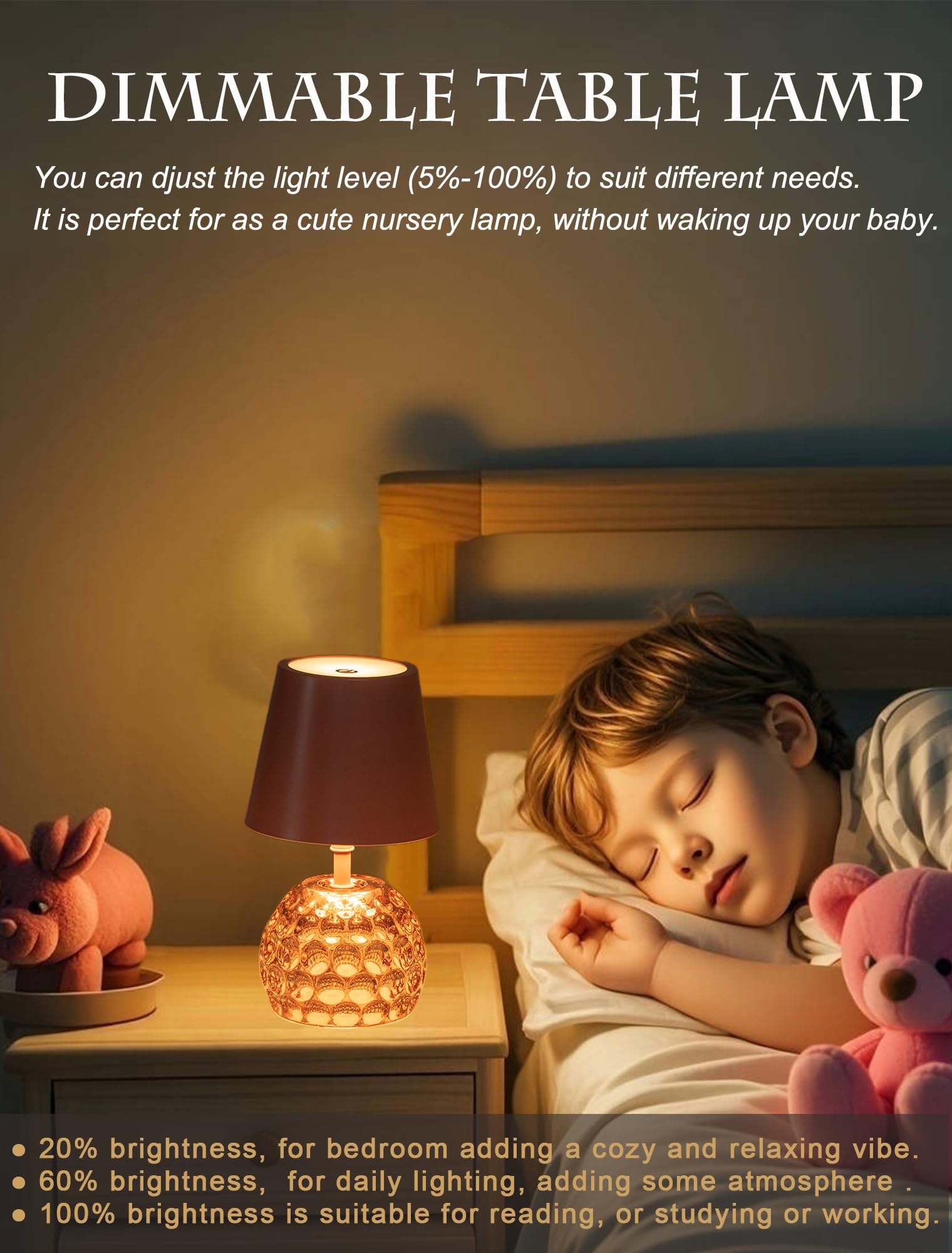 Jaoselap Table Lamp,Portable Desk Lamp,For Restaurant/Bedroom/Bars/Outdoor Party/Camping/Coffee Shop Night Light