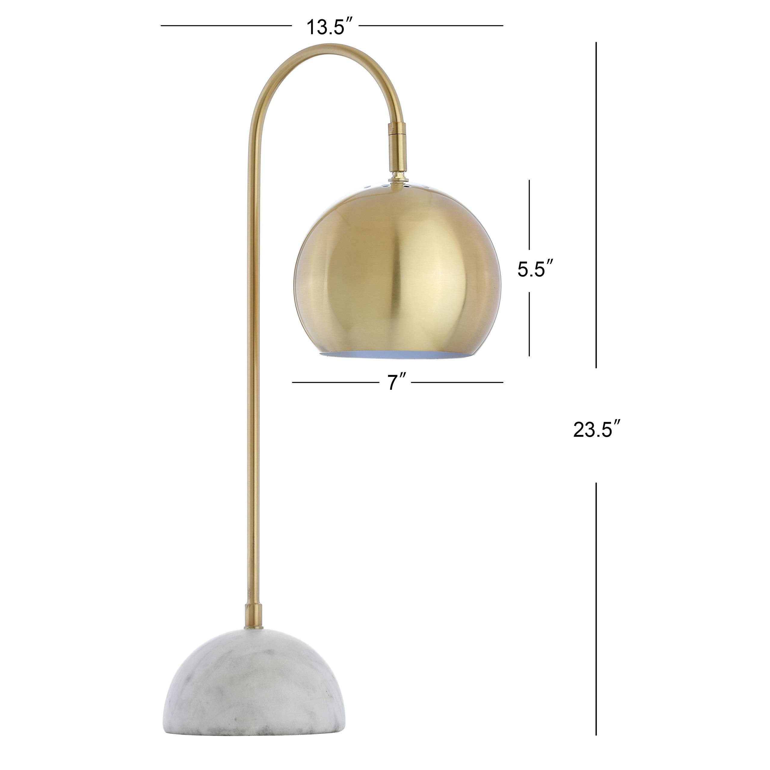 Jonathan Y Jyl6000A Stephen 23.5" Metal/Marble Led Table Lamp Contemporary Modern Bedside Desk Nightstand Lamp For Bedroom Living Room Office College Bookcase Led Bulb Included, Brass Gold/White