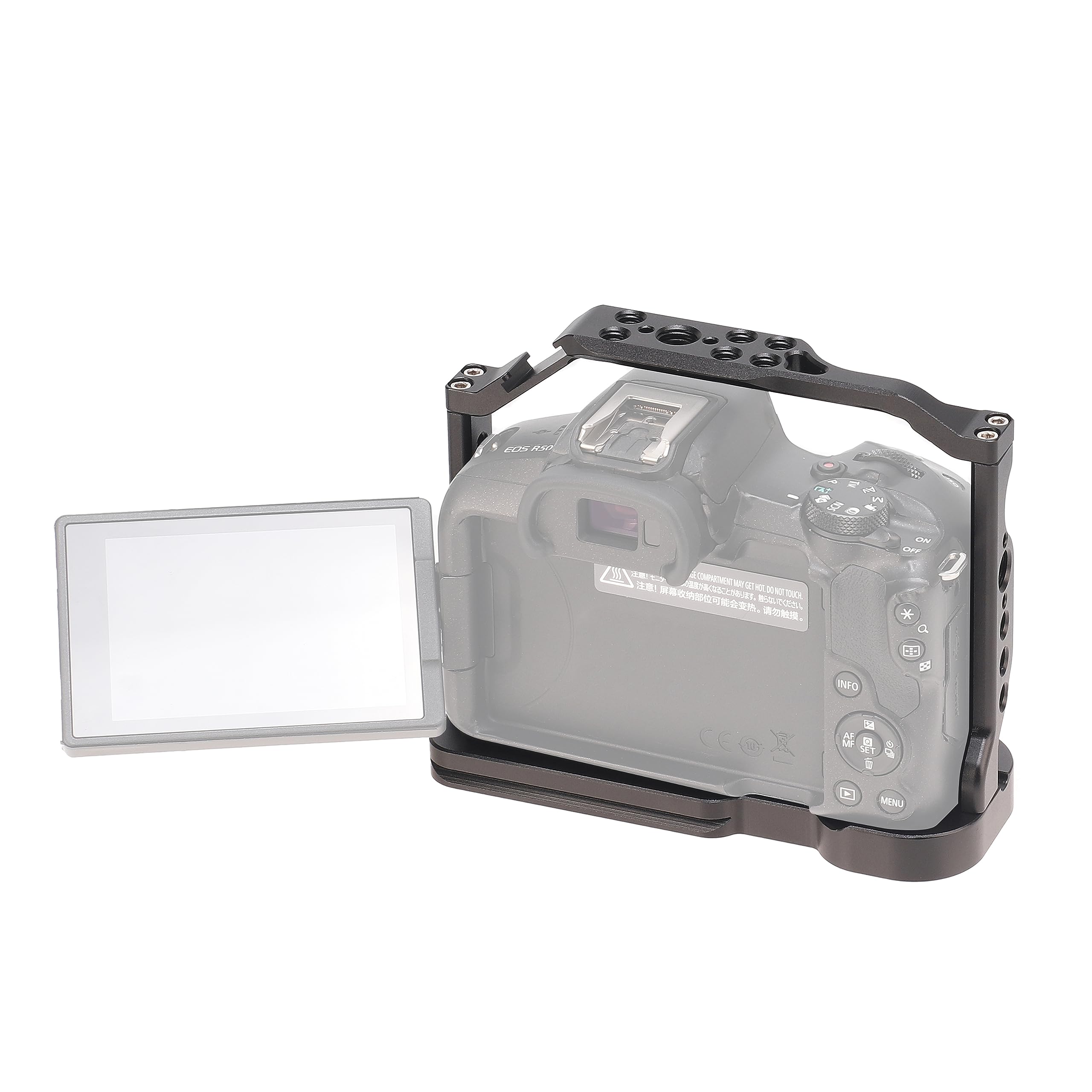 Hersmay R50 Cage With Top Handle,Aluminium Alloy Camera Cage For Canon Eos R50 Mirrorless Cameras, Vlogging Video Shooting Filmmaking Rig Stabilizer With 1/4" Mounting And 3/8" Arri Locating Hole
