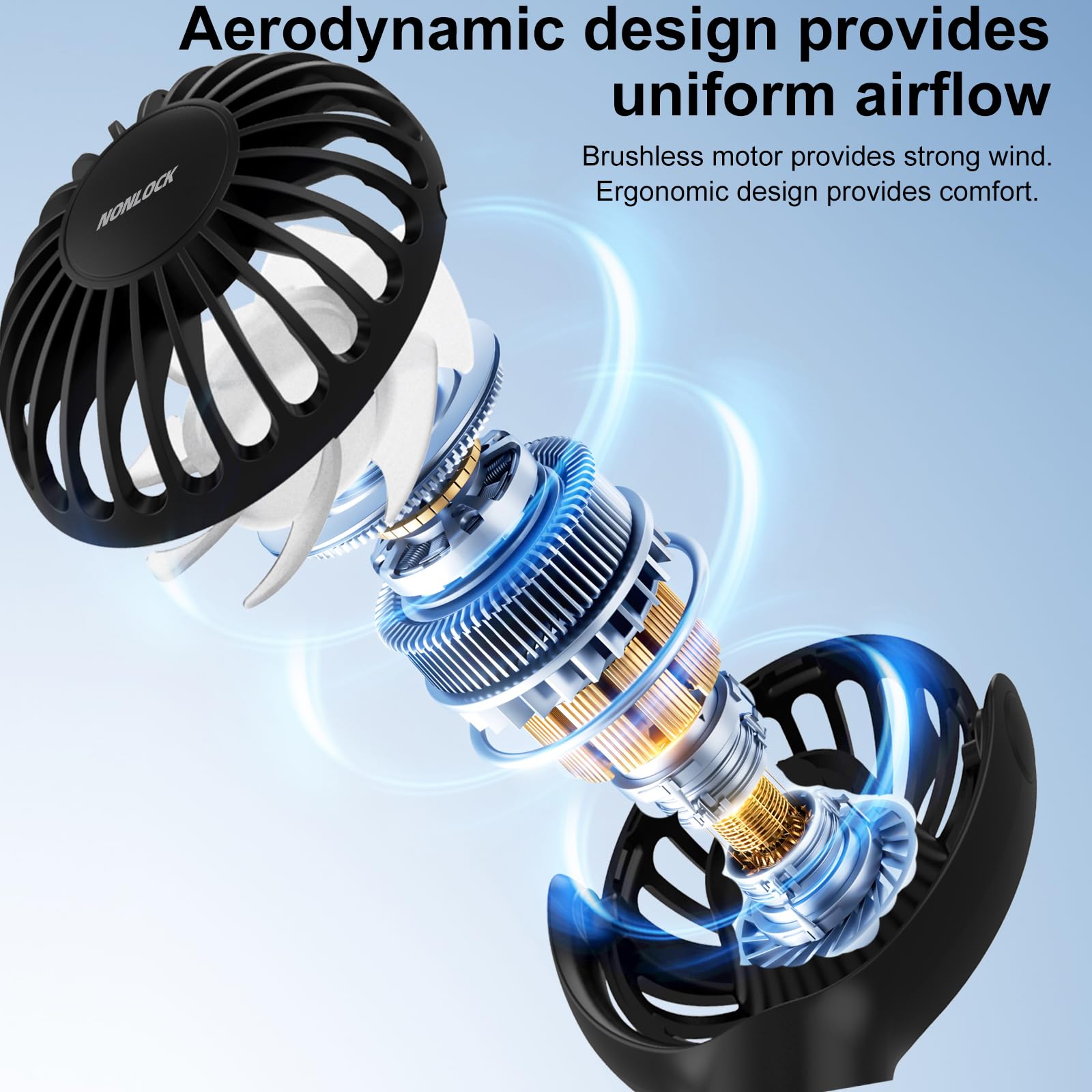 Rechargeable portable fan with 2-in-1 design ideal for desk, neck, or travel use