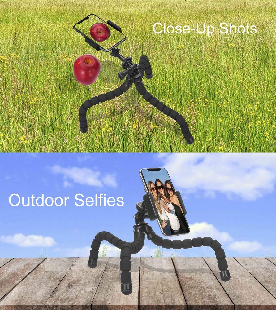Cellways Phone Tripod, Flexible Tripod, 4-Axis Angle Adjustment, Unique 360° Rotating Holder, Sturdy Octopus-Style Legs, And Wireless Remote Shutter For Iphone, Android Phone, Dslr Camera, And Gopro.