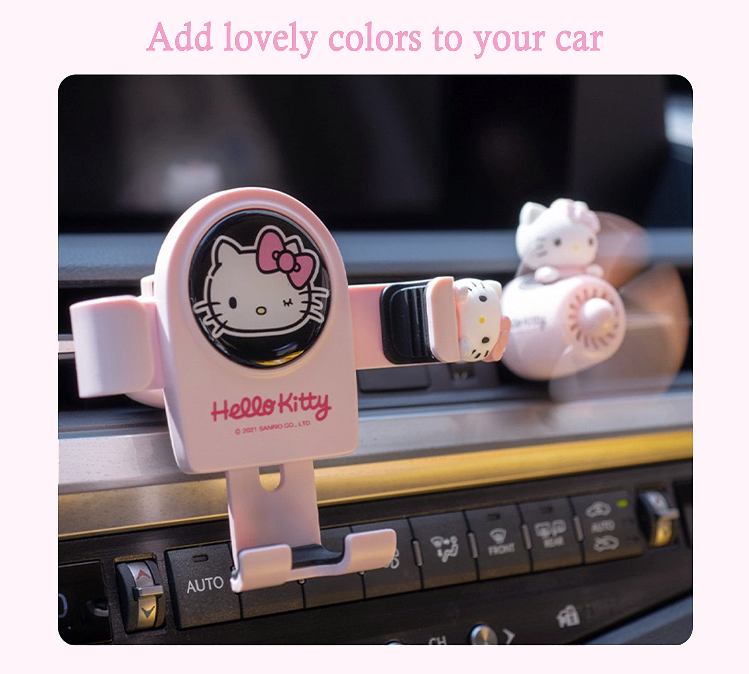 Wieezn Cute Phone Mount For Car, Pink Cat Air Vent Clip Car Phone Holder Mount Fit For All Cell Phone, Pretty Car Accessories For Women And Girls