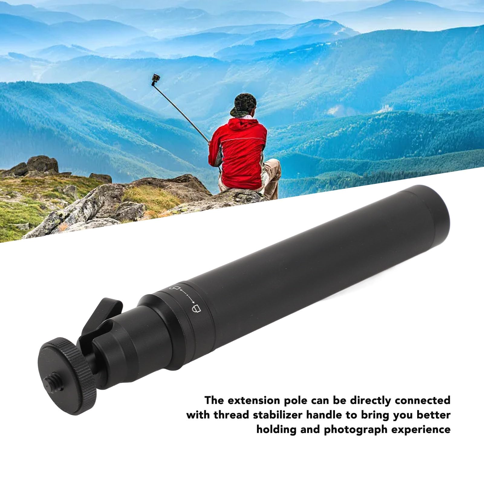 Acouto Lightweight Aluminum Stabilizer Extension Pole With Comfortable Grip 18Cm-69Cm Adjustable Length Compatible With 1/4In Thread Ball Head For Ronin Stabilizers