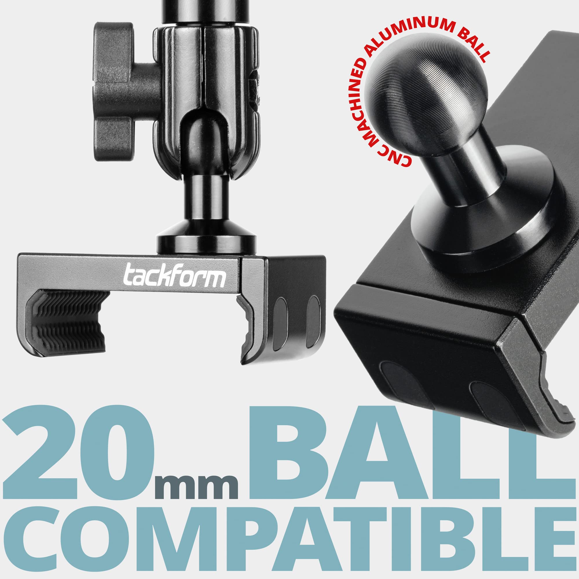Tackform Enduro 20Lite Phone Holder - Spring Tension Optimized For In Vehicle Use, Truck And Fleet, Rock Crawling  20Mm Aluminum Ball