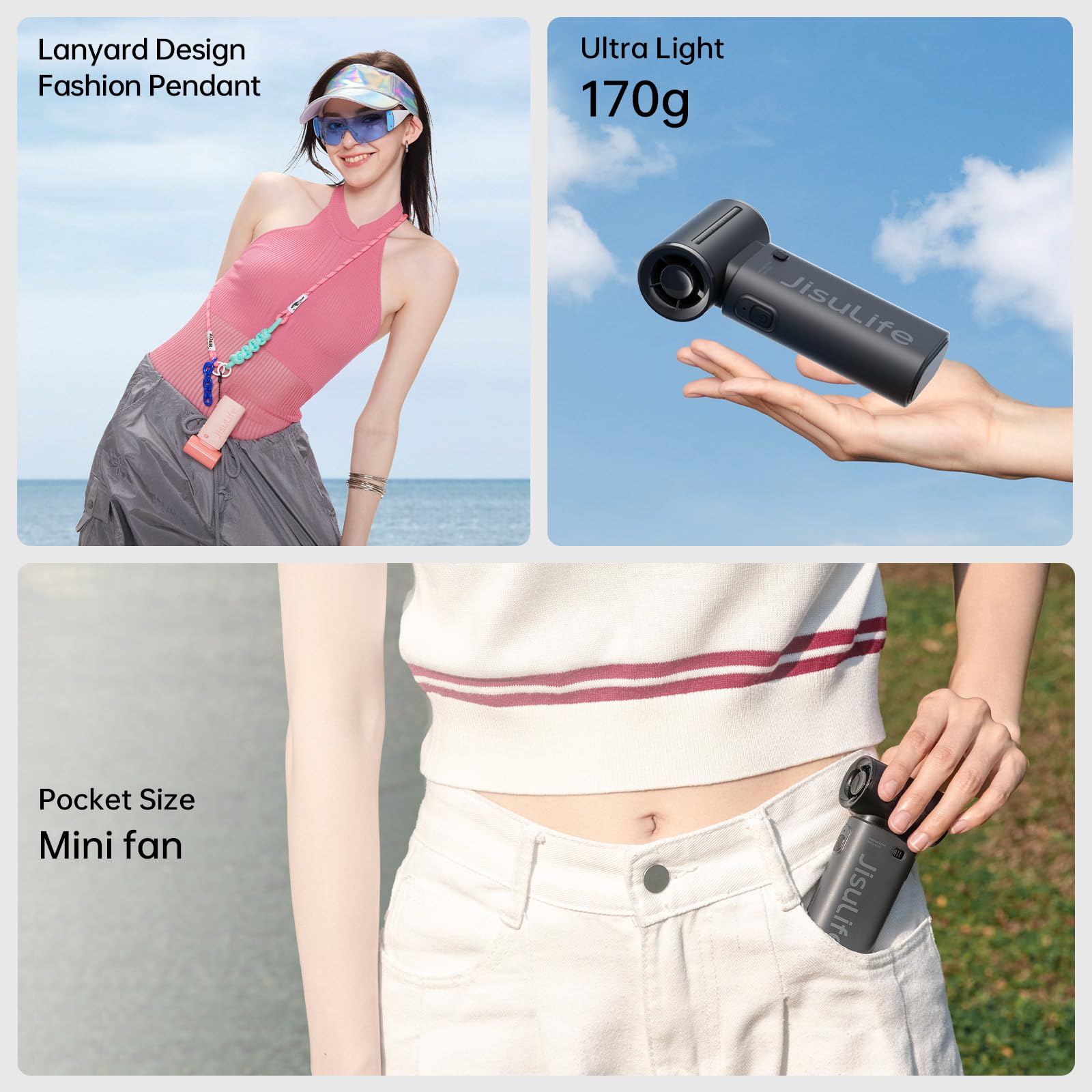 Jisulife Portable Handheld Fan Life9, Turbo Power High Speed Air [18H Max Cooling Time], 5 Gear Wind