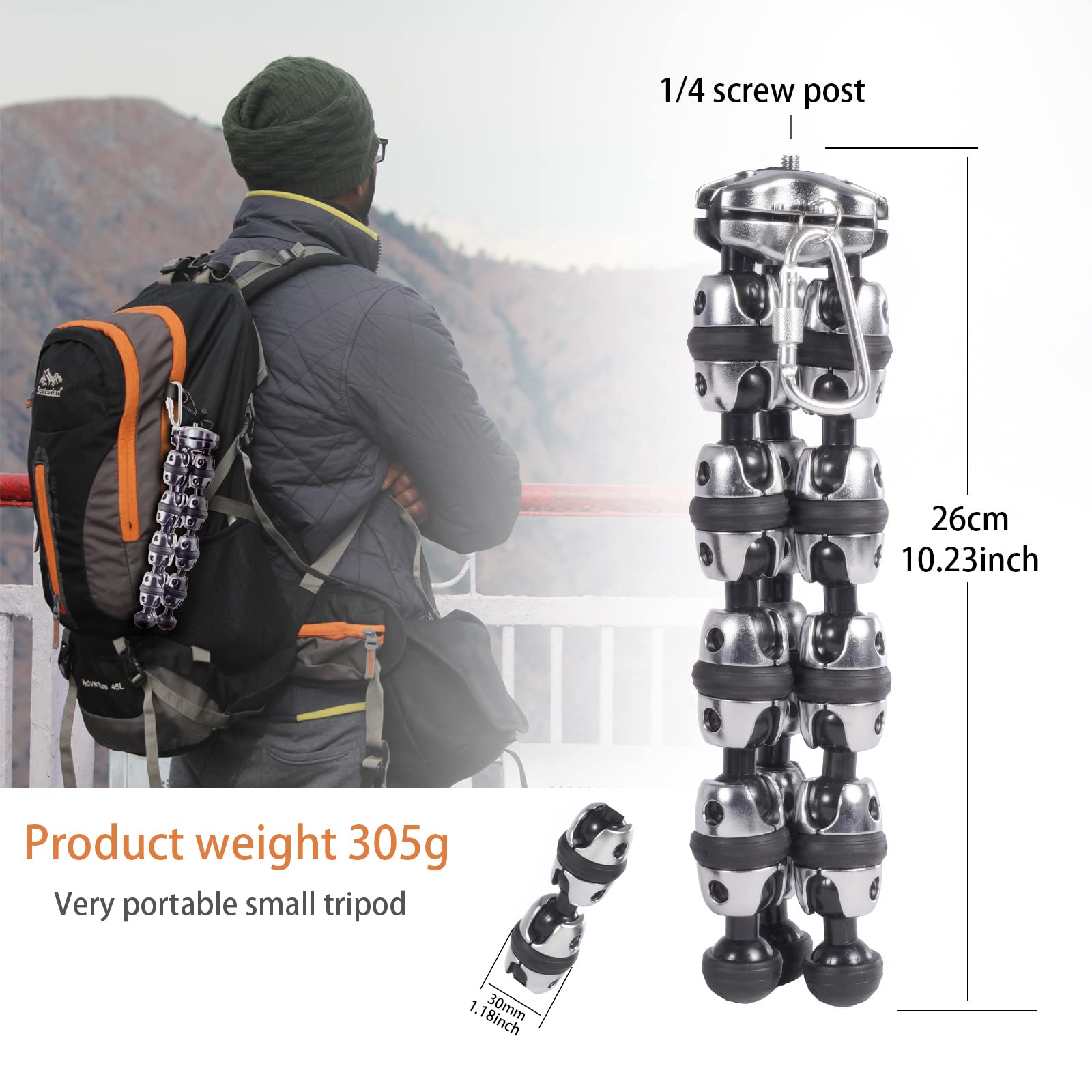 Rieiek Flexible Multifunctional Tripod Camera Mount With Gimbal And Phone Clip Multi-Angle Adjustable Octopus Tripod For Iphone, Android Phone, And Even Can Be Used As A Camera Mount Handle