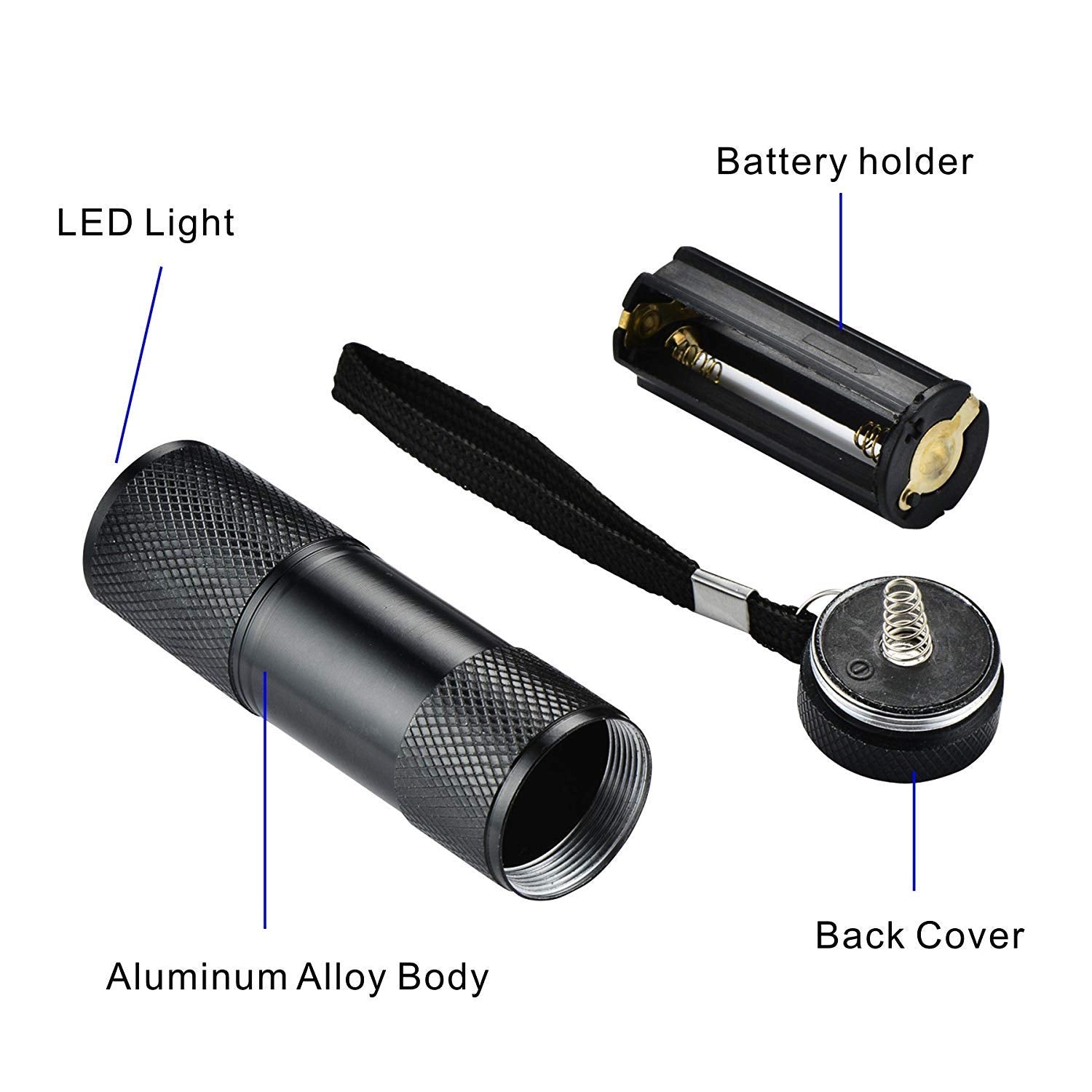 Optimal Shop 6 Pack Uv Blacklight 9 Led Flashlight Torch Light Outdoors Etc-Blue (6 Pack-Blue)